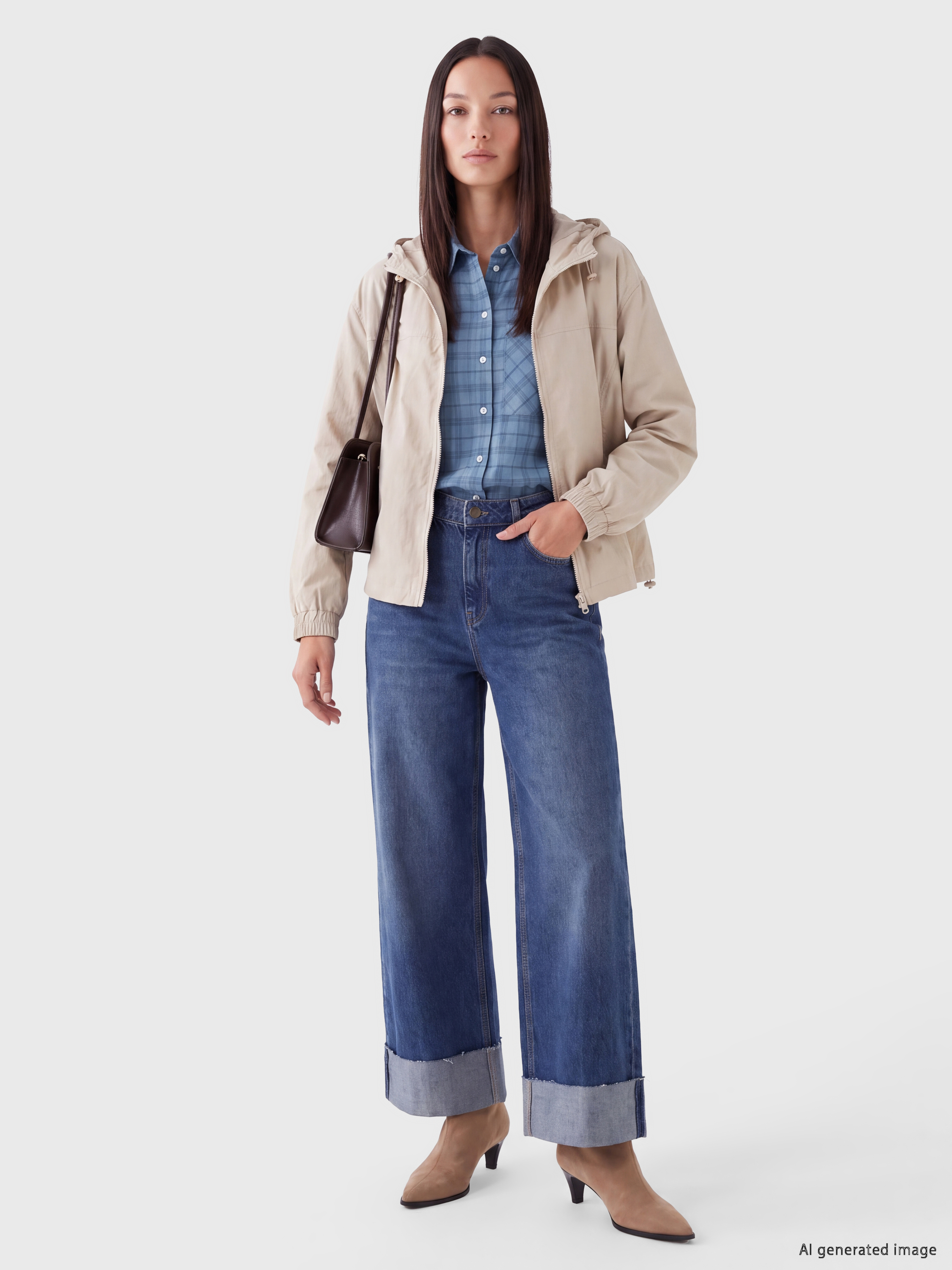 LCWAIKIKI Classic Kapüşonlu Oversize Kadın Yağmurluk görsel 2
