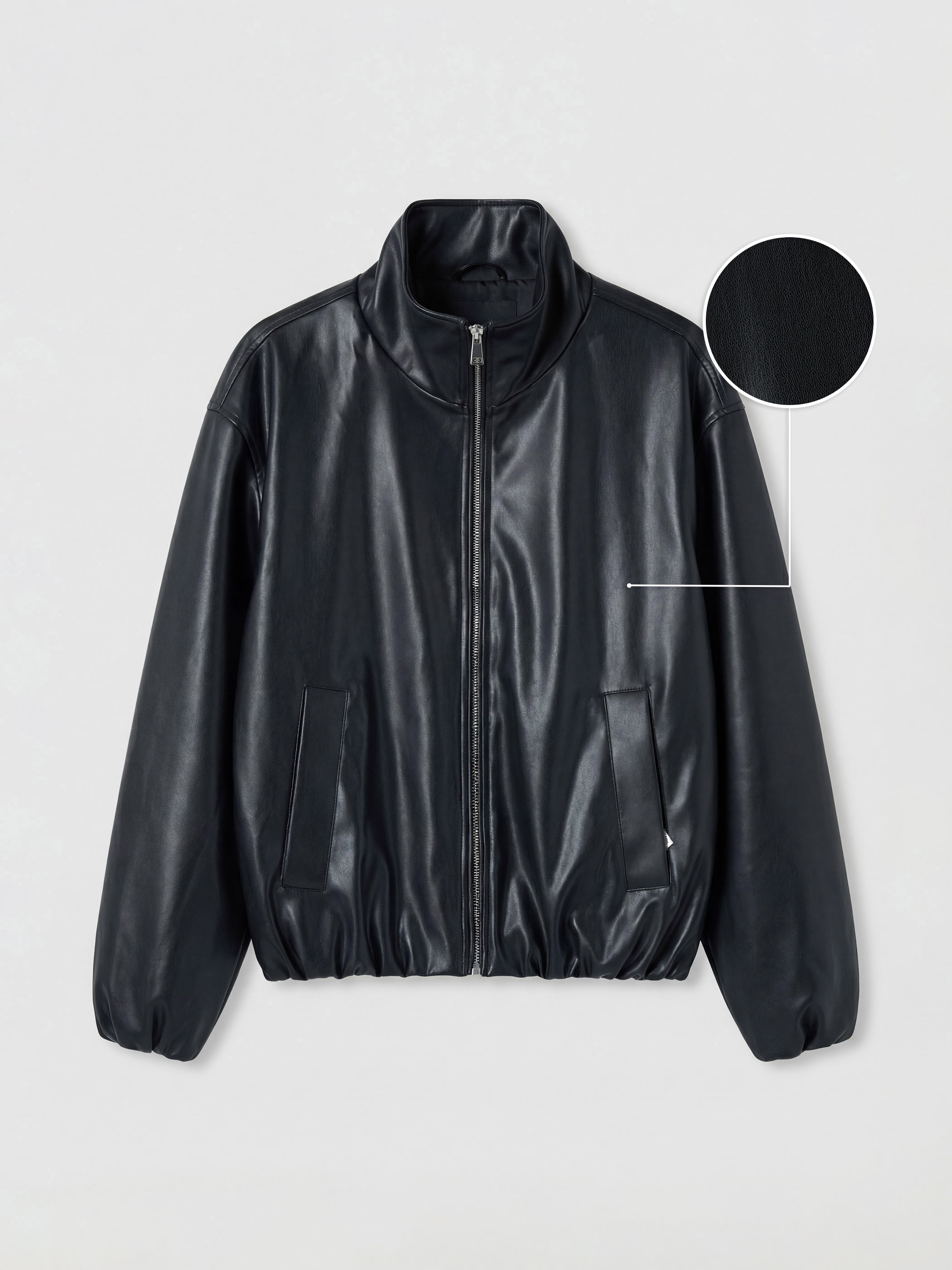 LCWAIKIKI Classic Oversize Kadın Bomber Deri Görünümlü Ceket görsel 4
