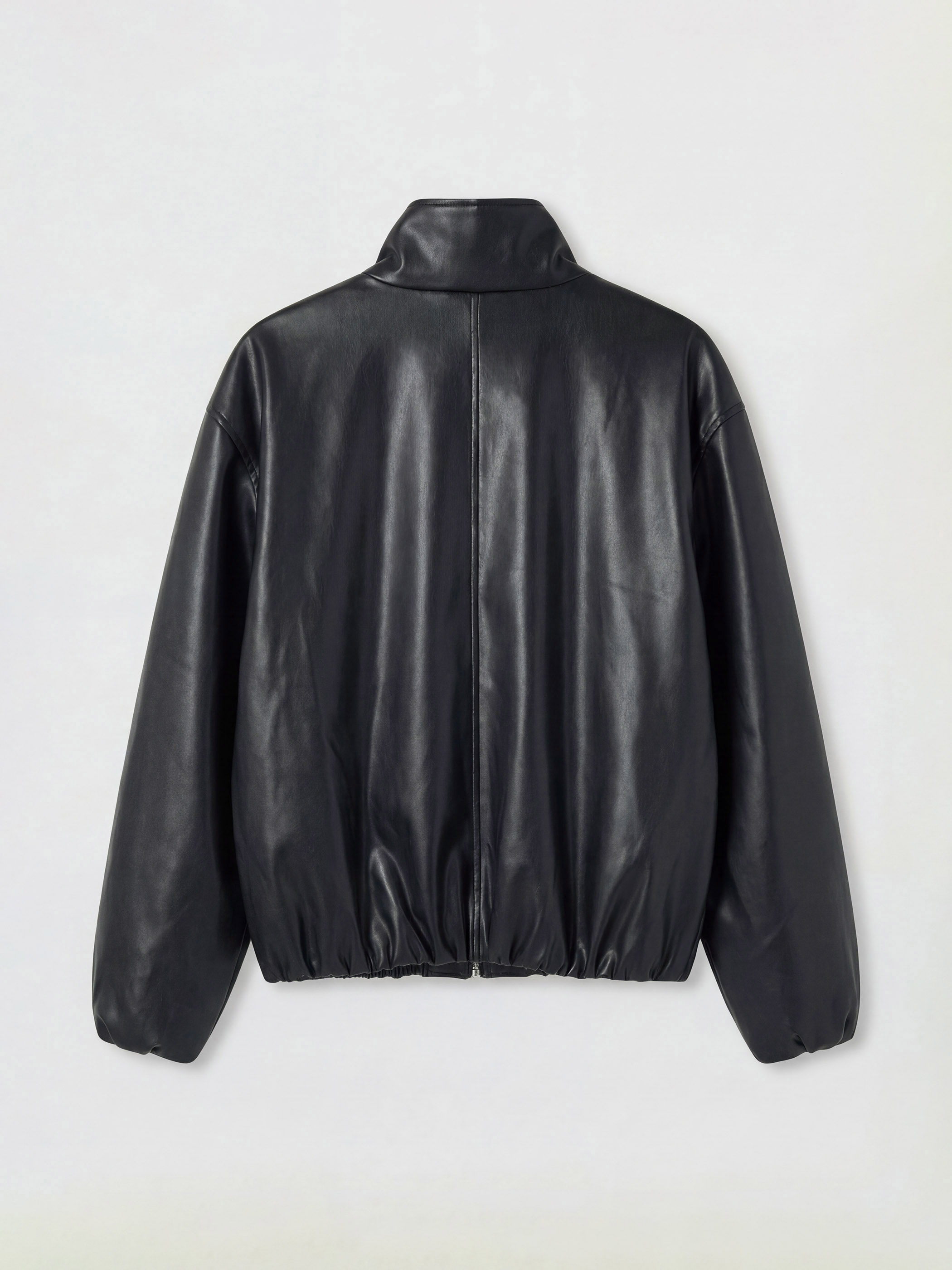 LCWAIKIKI Classic Oversize Kadın Bomber Deri Görünümlü Ceket görsel 5