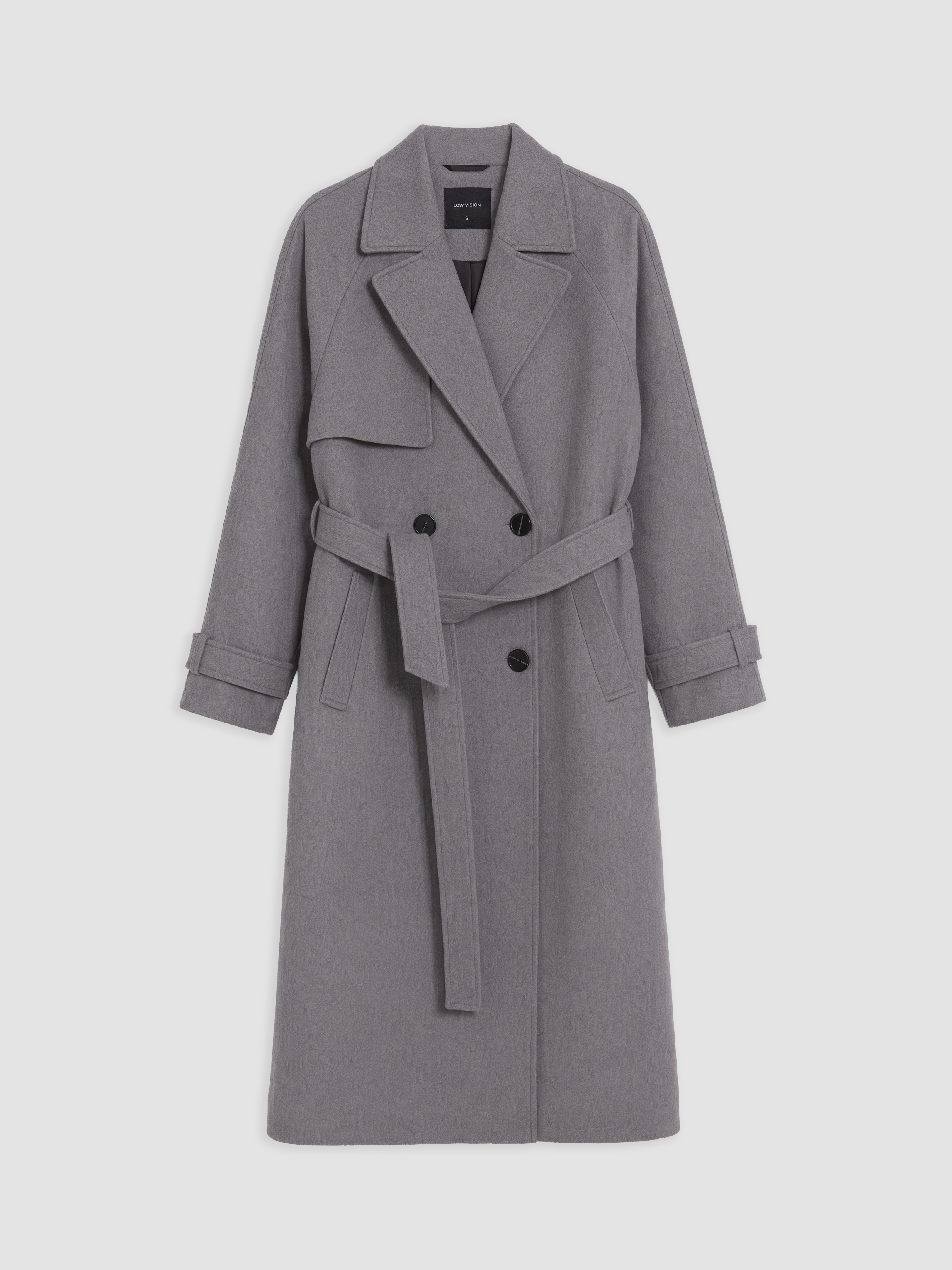 LCW Vision Kruvaze Yaka Oversize Kadın Kaşe Kaban görsel 6
