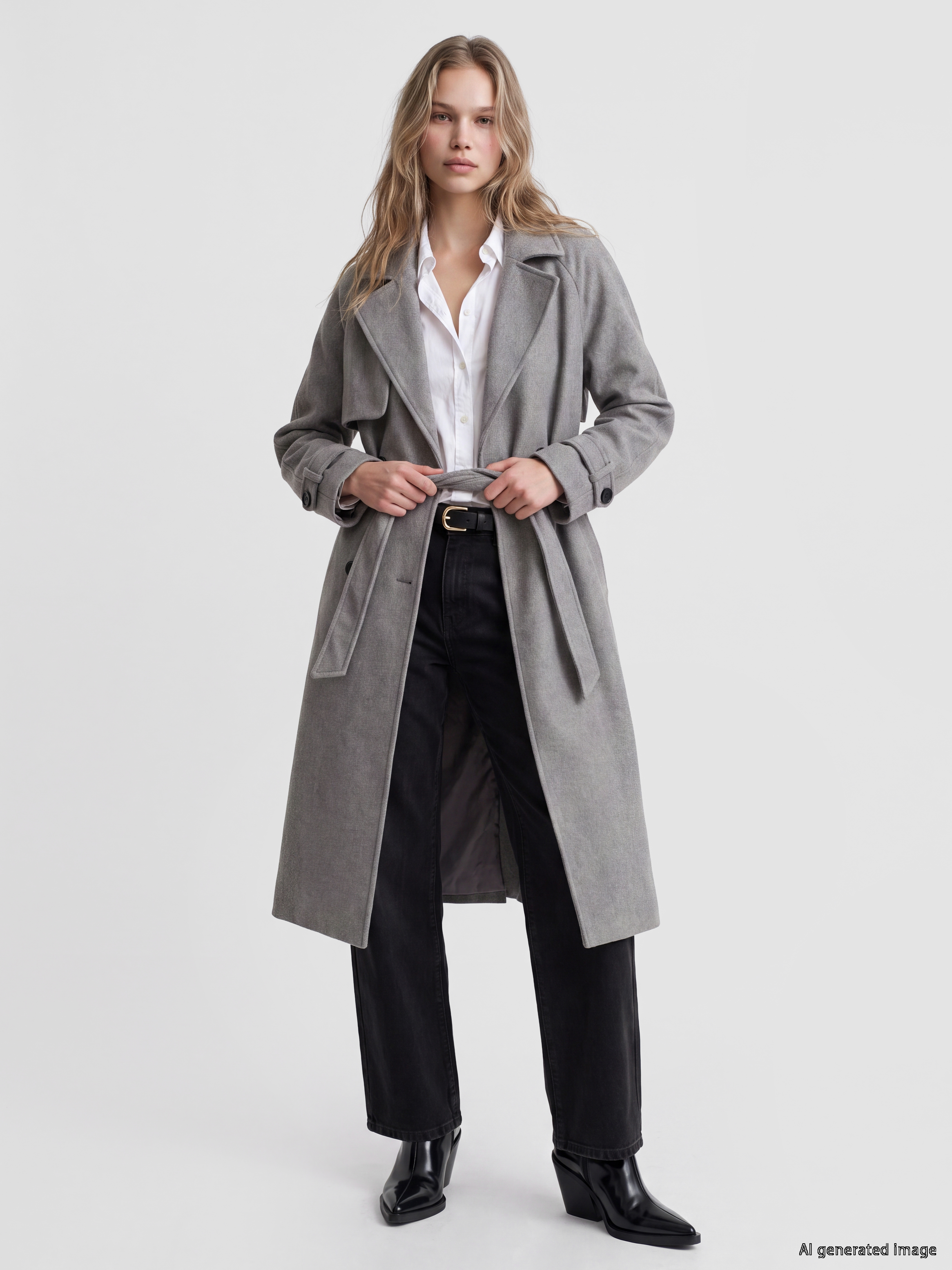 LCW Vision Kruvaze Yaka Oversize Kadın Kaşe Kaban