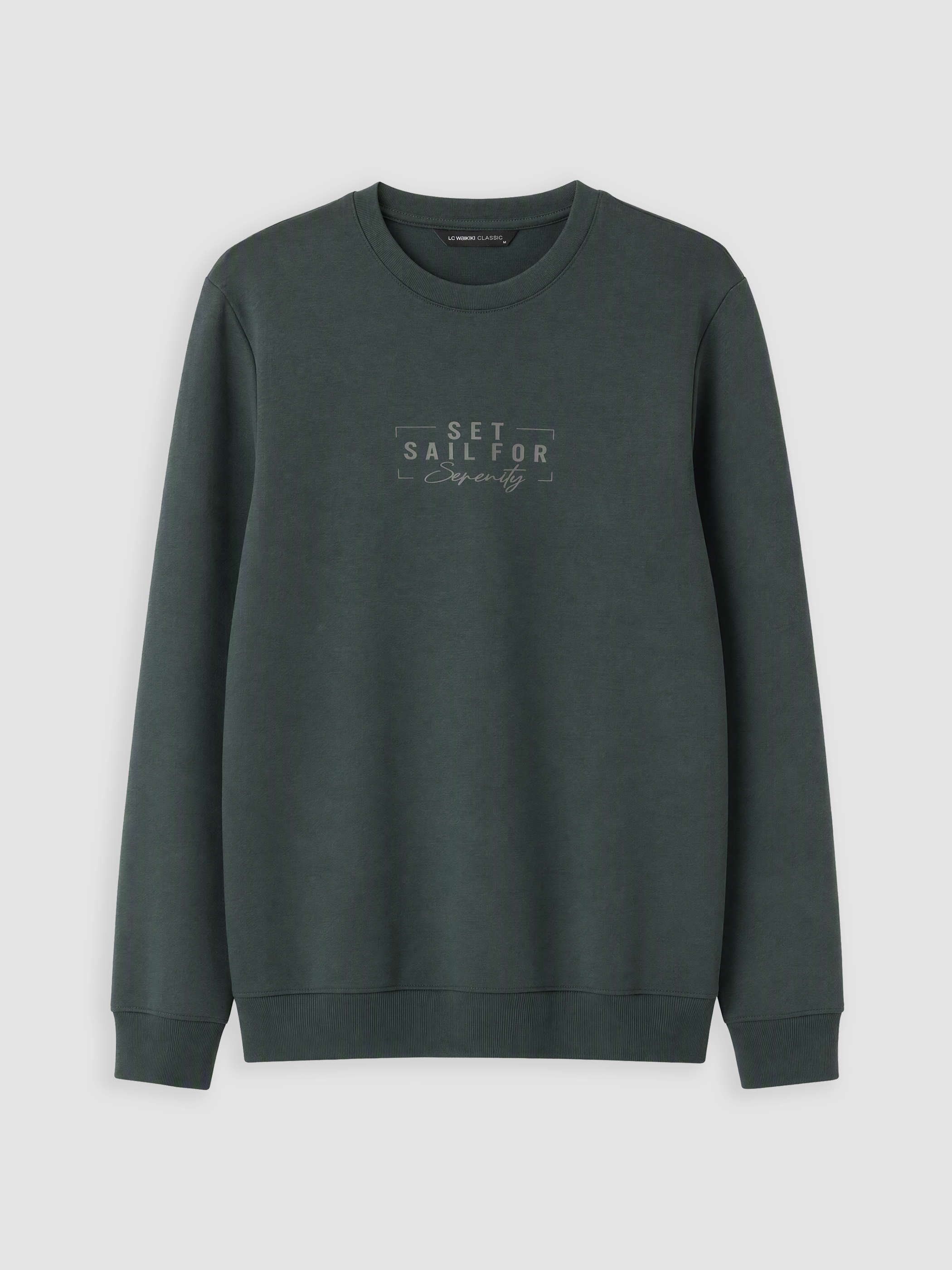 LCWAIKIKI Classic Bisiklet Yaka Baskılı Erkek Sweatshirt görsel 5