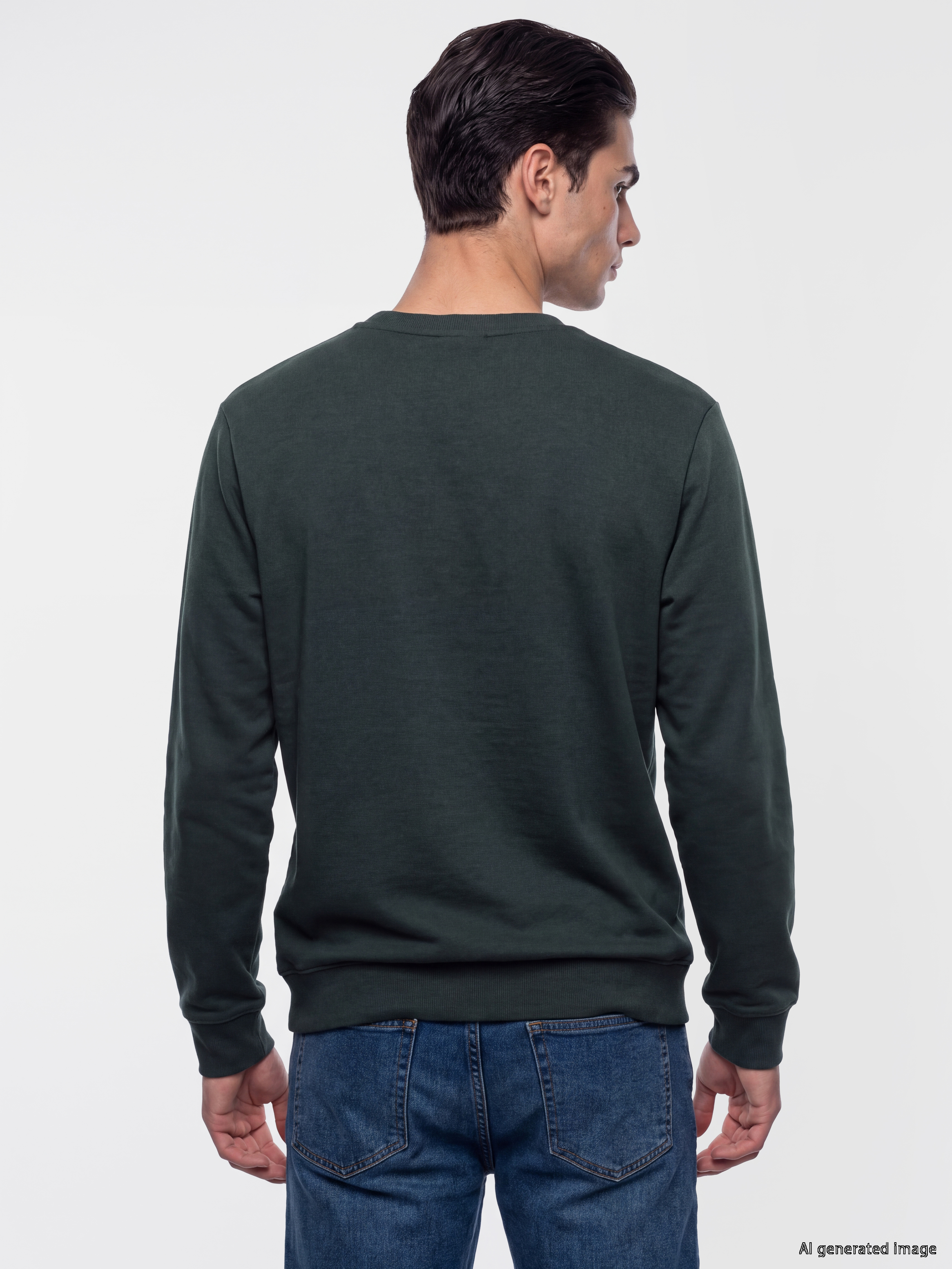 LCWAIKIKI Classic Bisiklet Yaka Baskılı Erkek Sweatshirt görsel 4