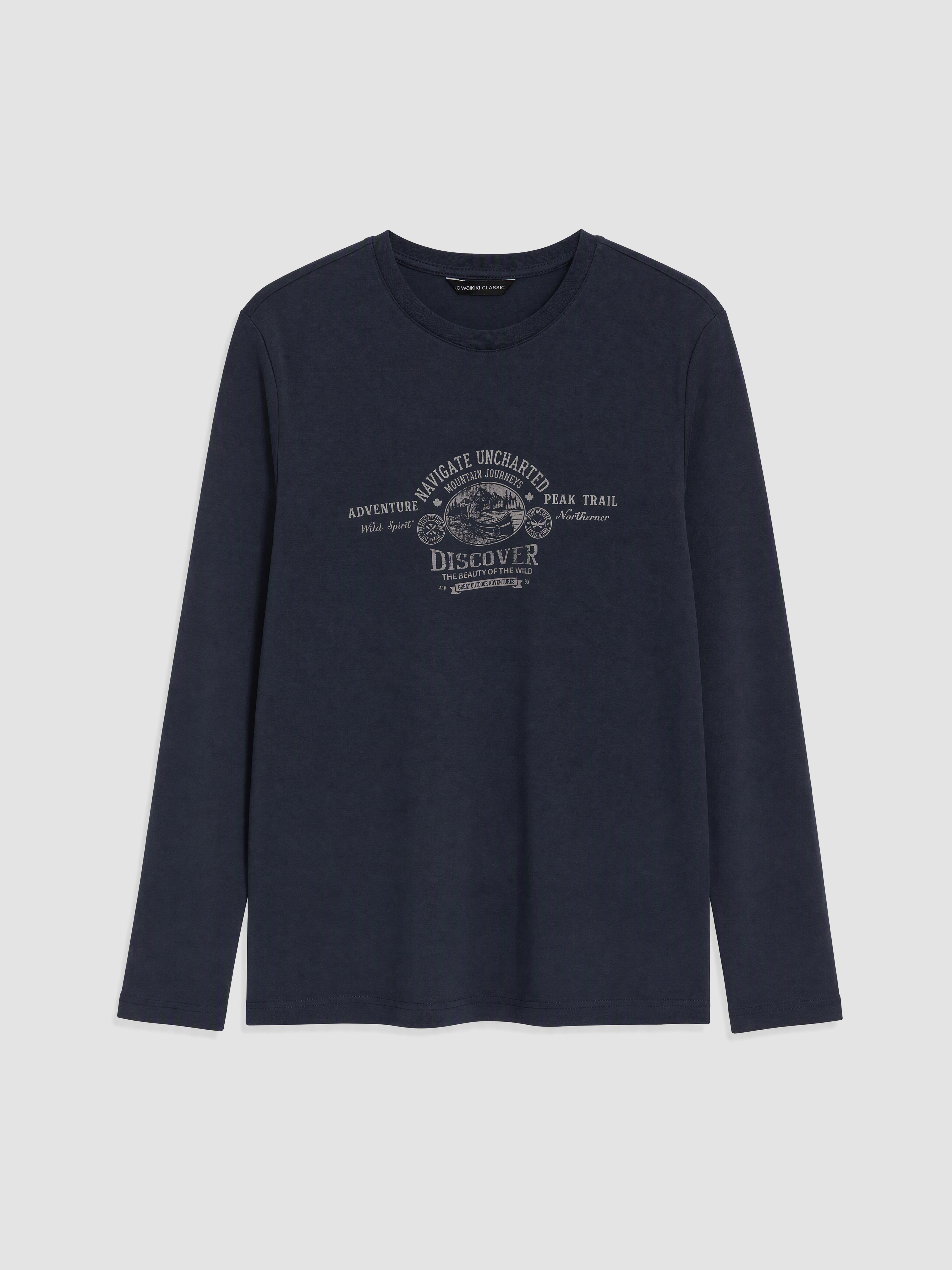 LCWAIKIKI Classic Bisiklet Yaka Baskılı Erkek Sweatshirt görsel 4