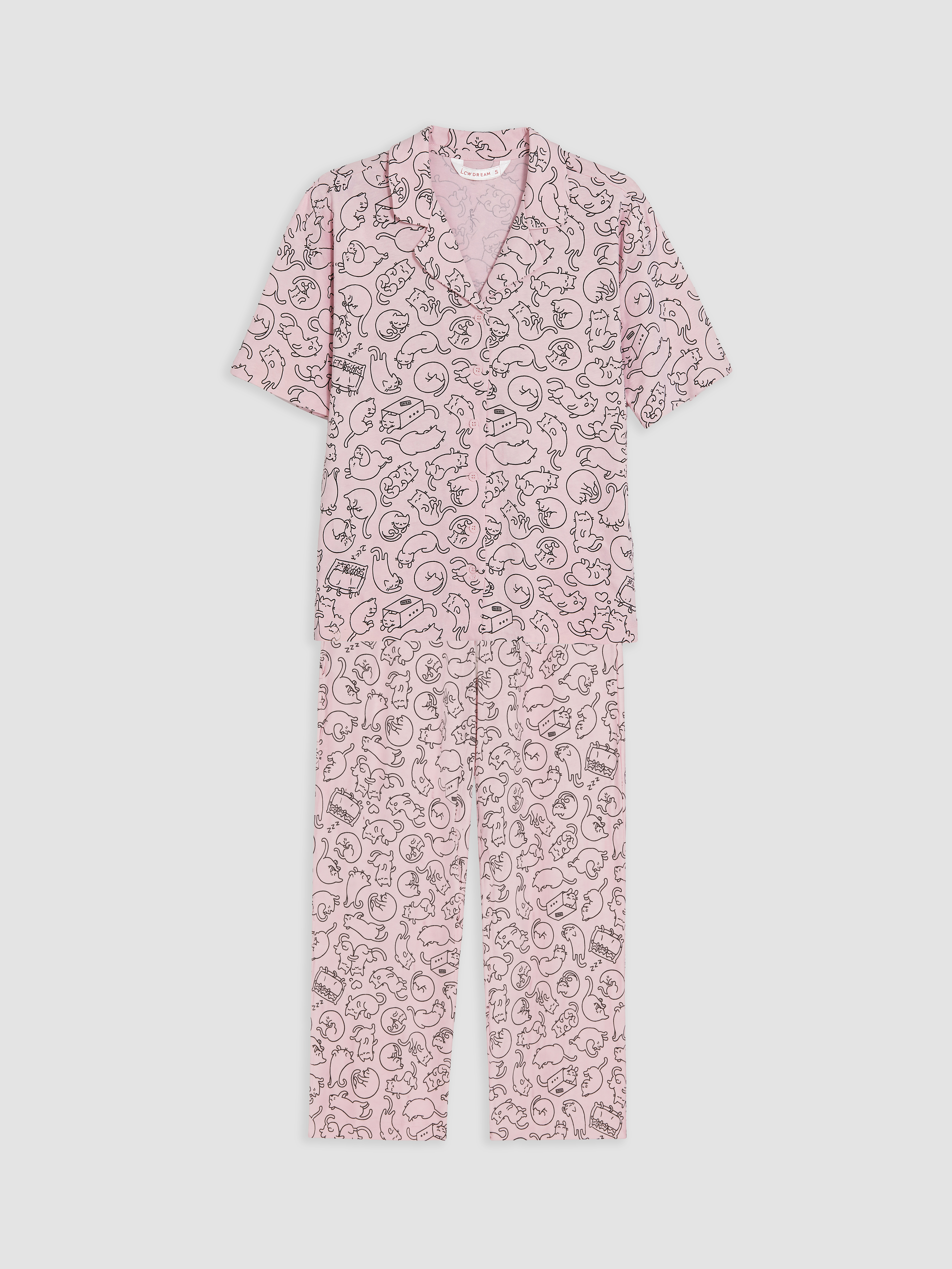 LCW DREAM Kedi Desenli Kadın Pijama Takım görsel 5