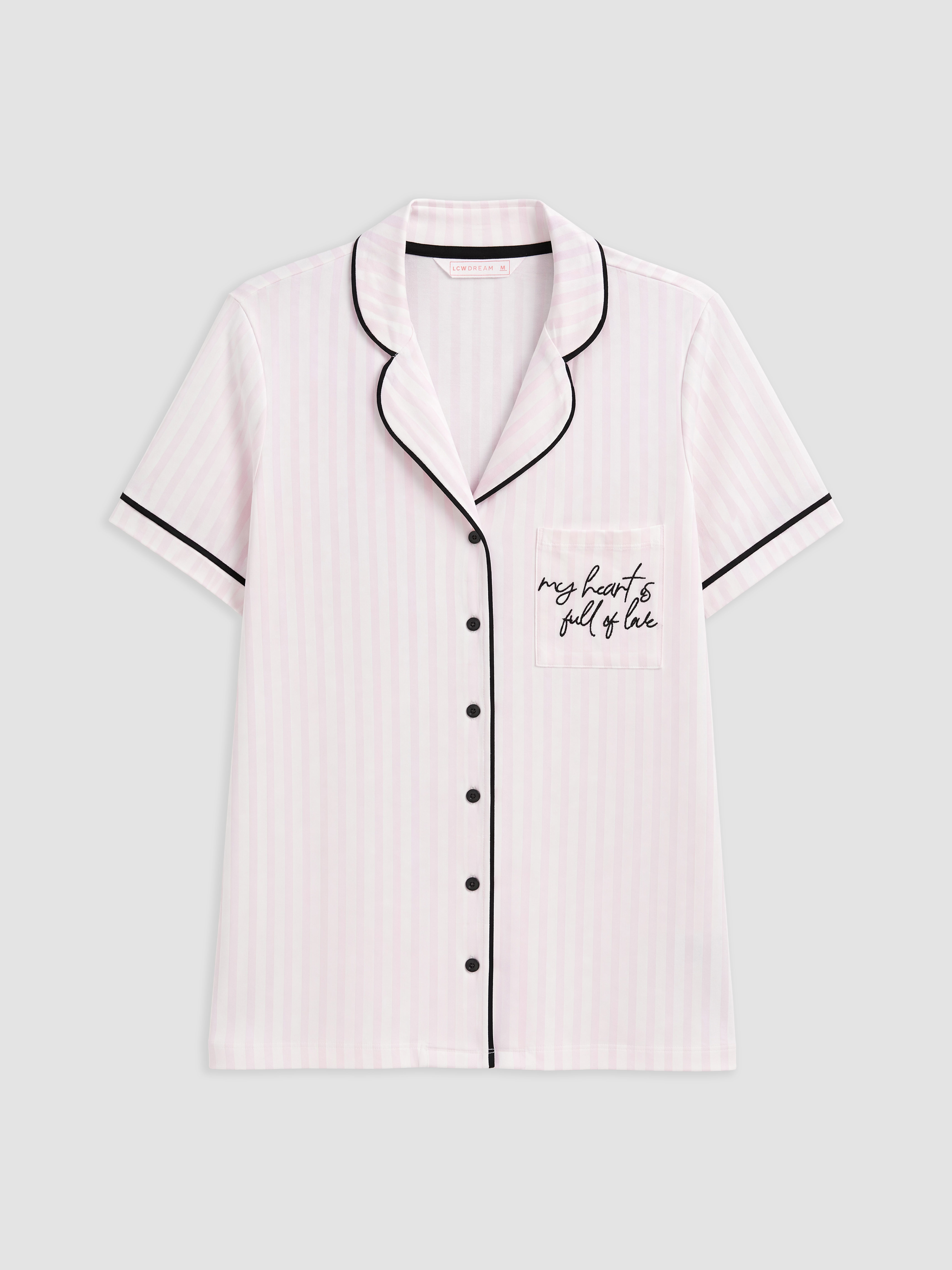 LCW DREAM Çizgili %100 Pamuklu Kadın Şortlu Pijama Takımı görsel 6