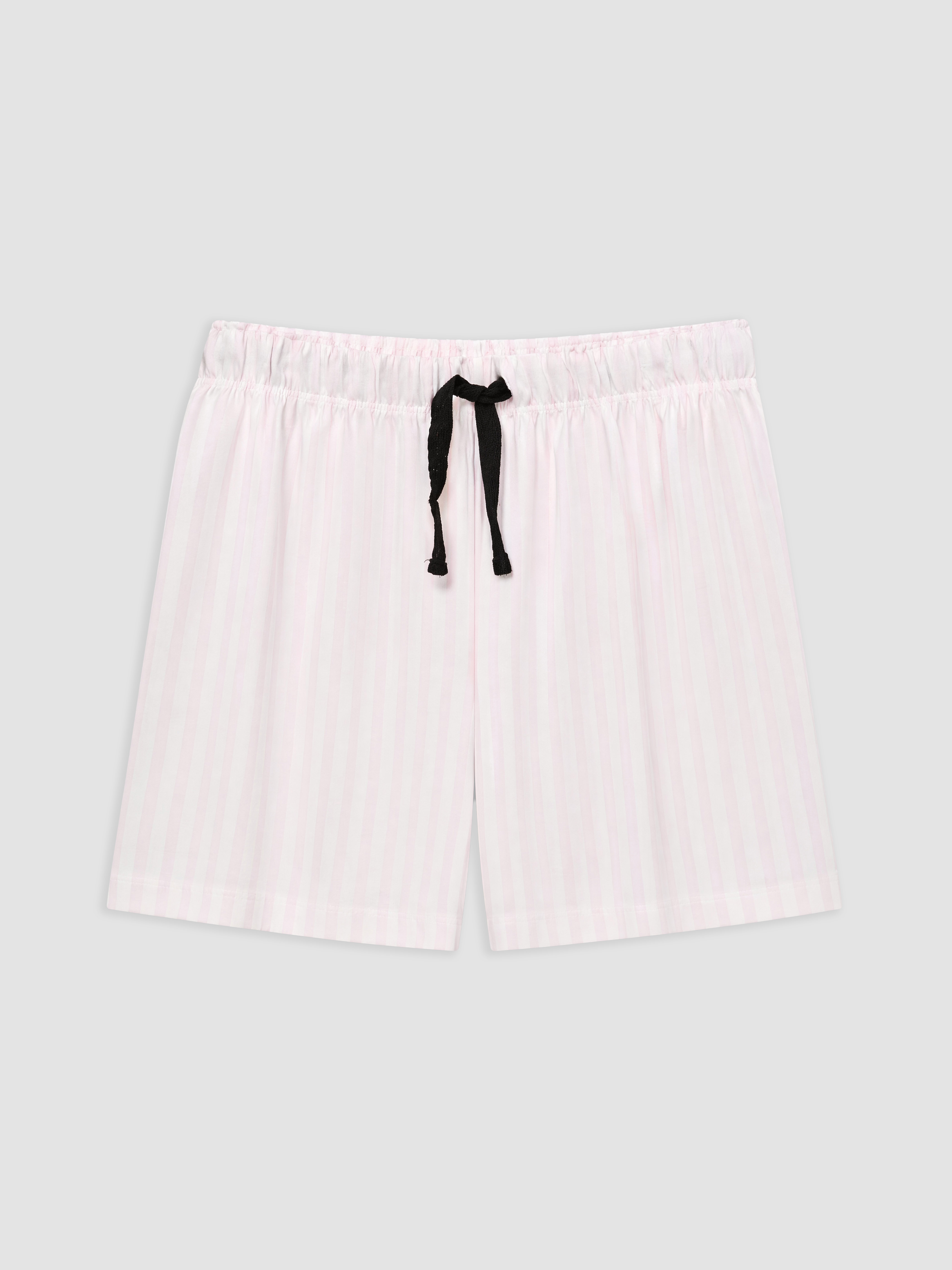 LCW DREAM Çizgili %100 Pamuklu Kadın Şortlu Pijama Takımı görsel 8