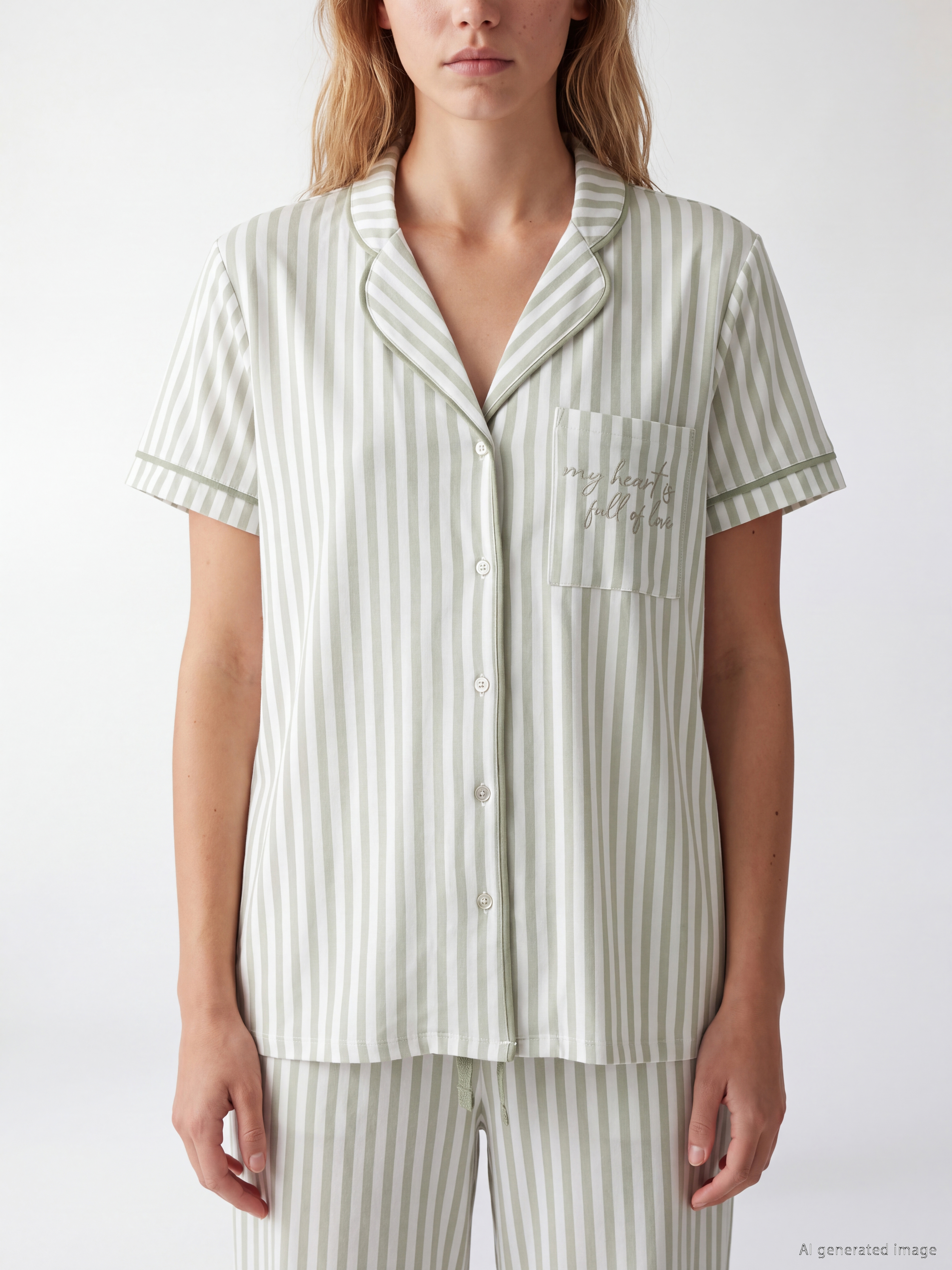 LCW DREAM Gömlek Yaka Çizgili Kadın Pijama Takımı