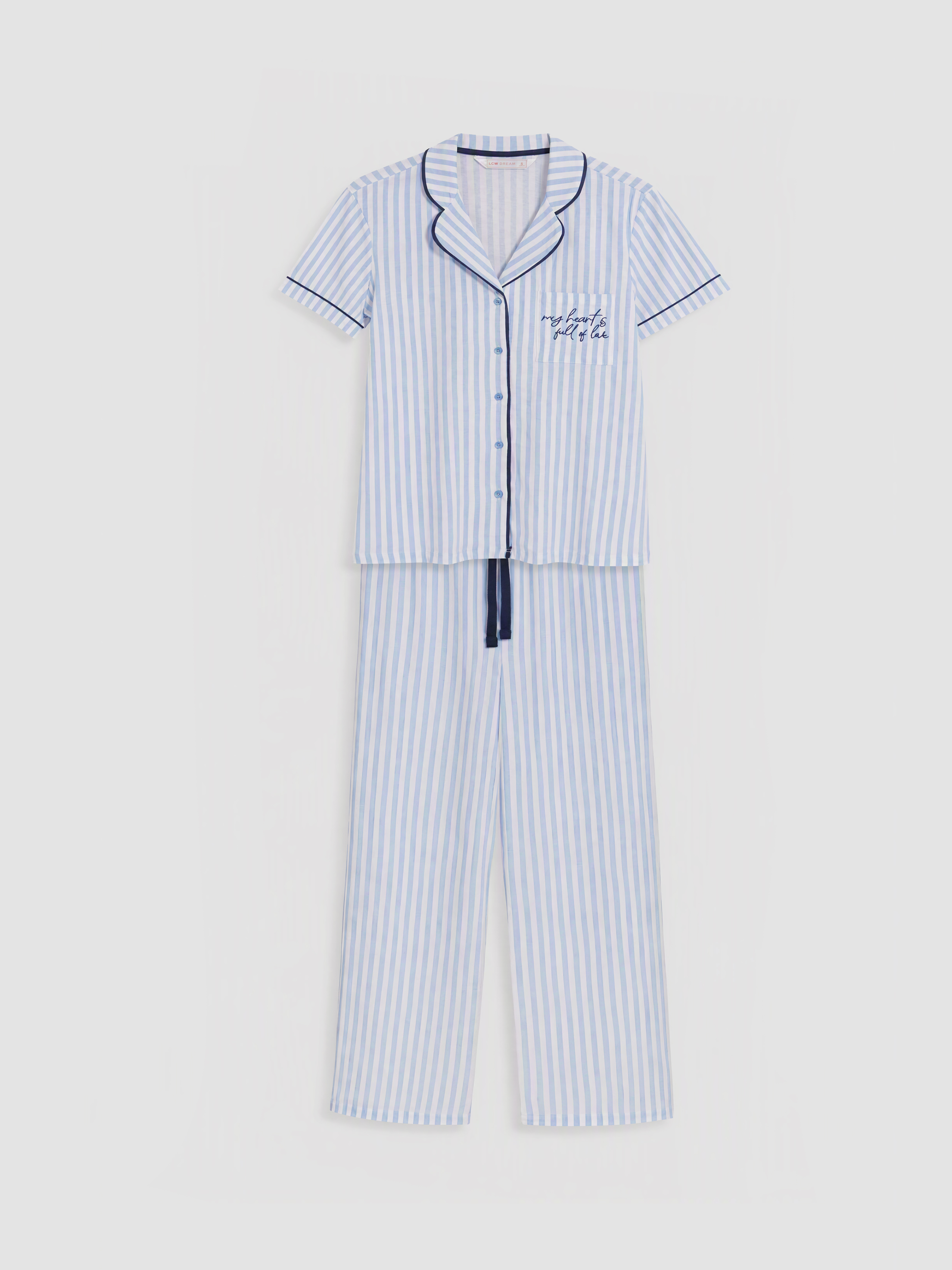 LCW DREAM Gömlek Yaka Çizgili Kadın Pijama Takımı görsel 5