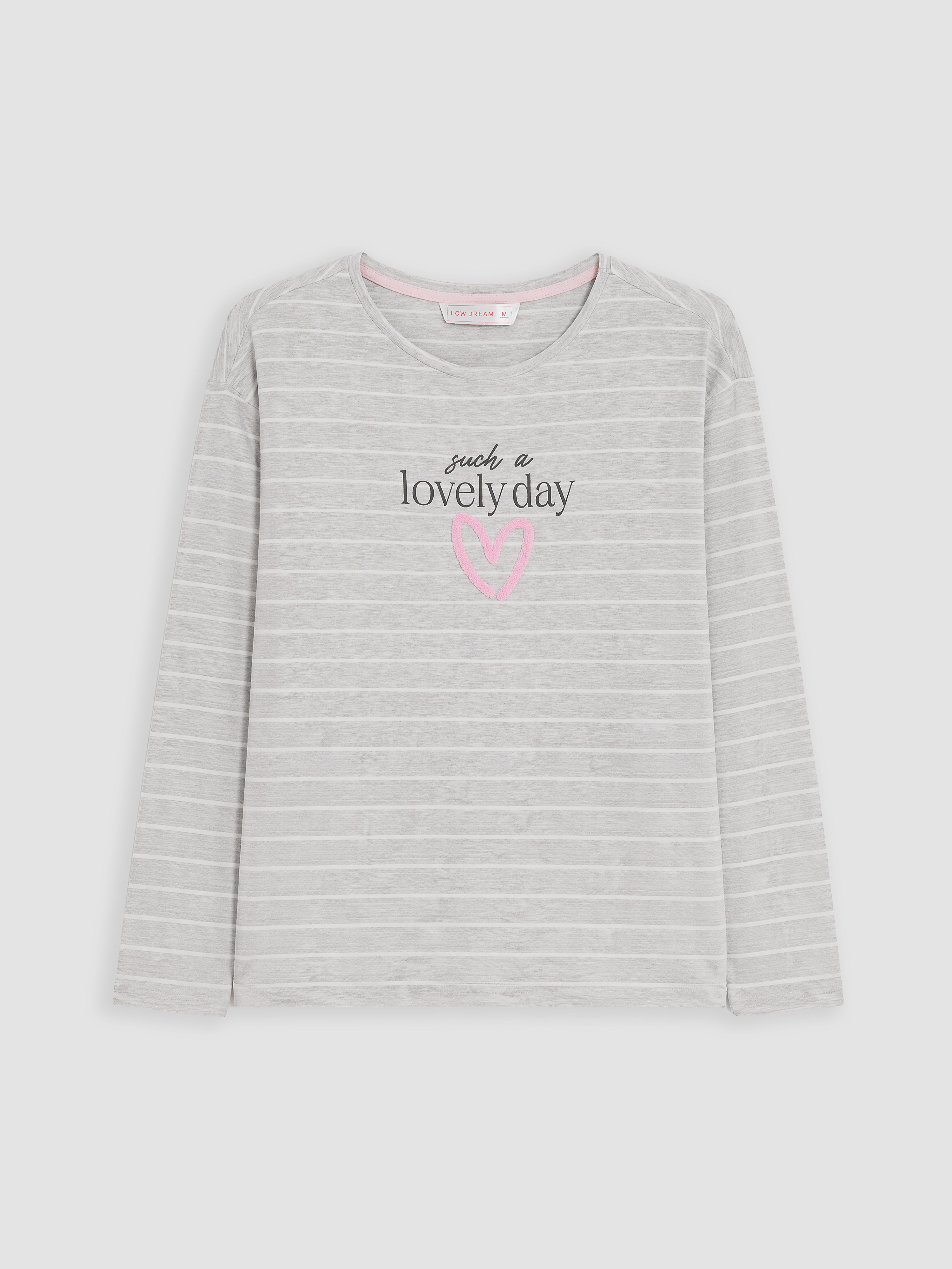 LCW DREAM Bisiklet Yaka Çizgili Kadın Pijama Takımı görsel 6