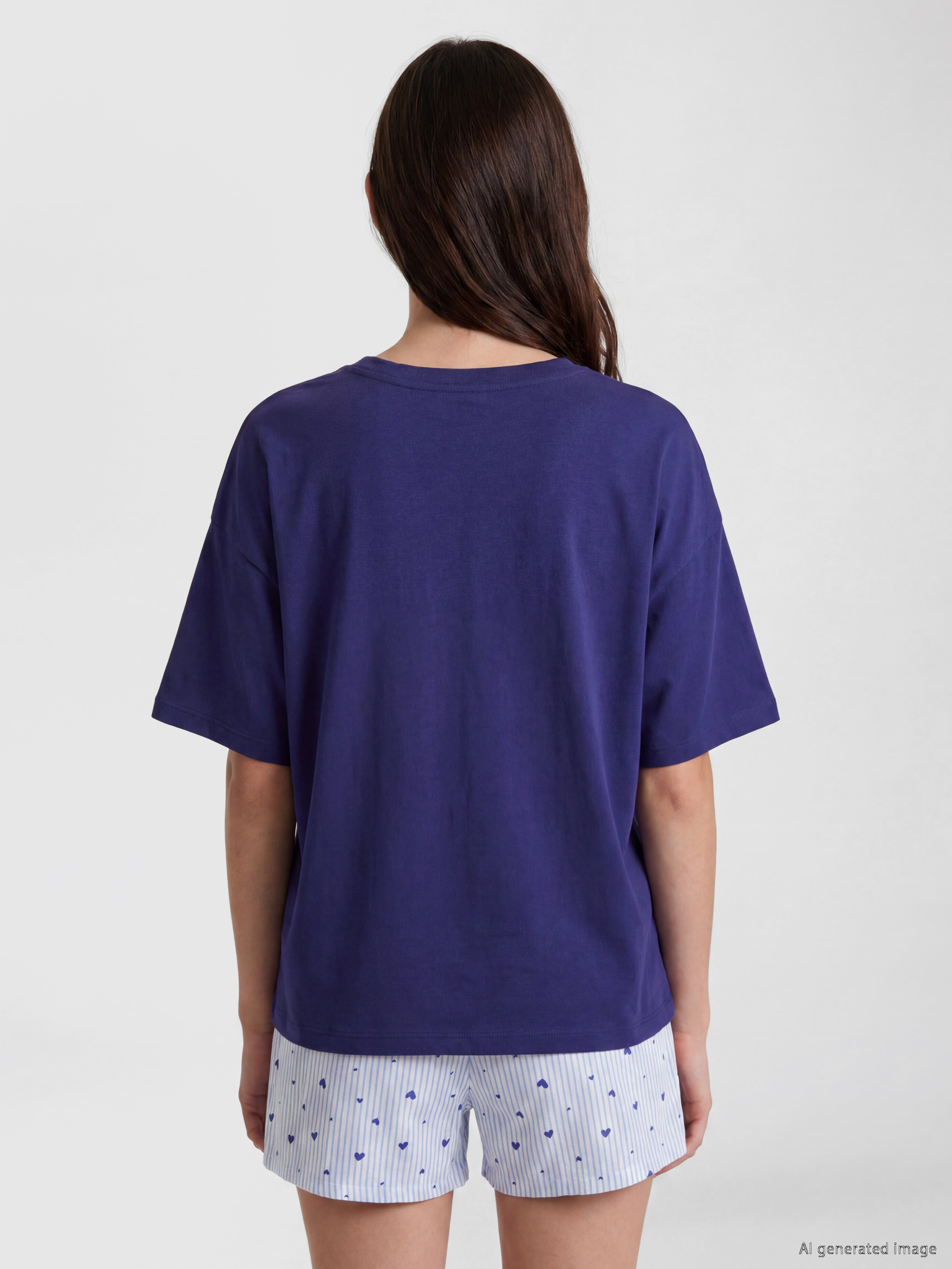 LCW DREAM Kalp Desenli Kadın Şortlu Pijama Takımı görsel 4