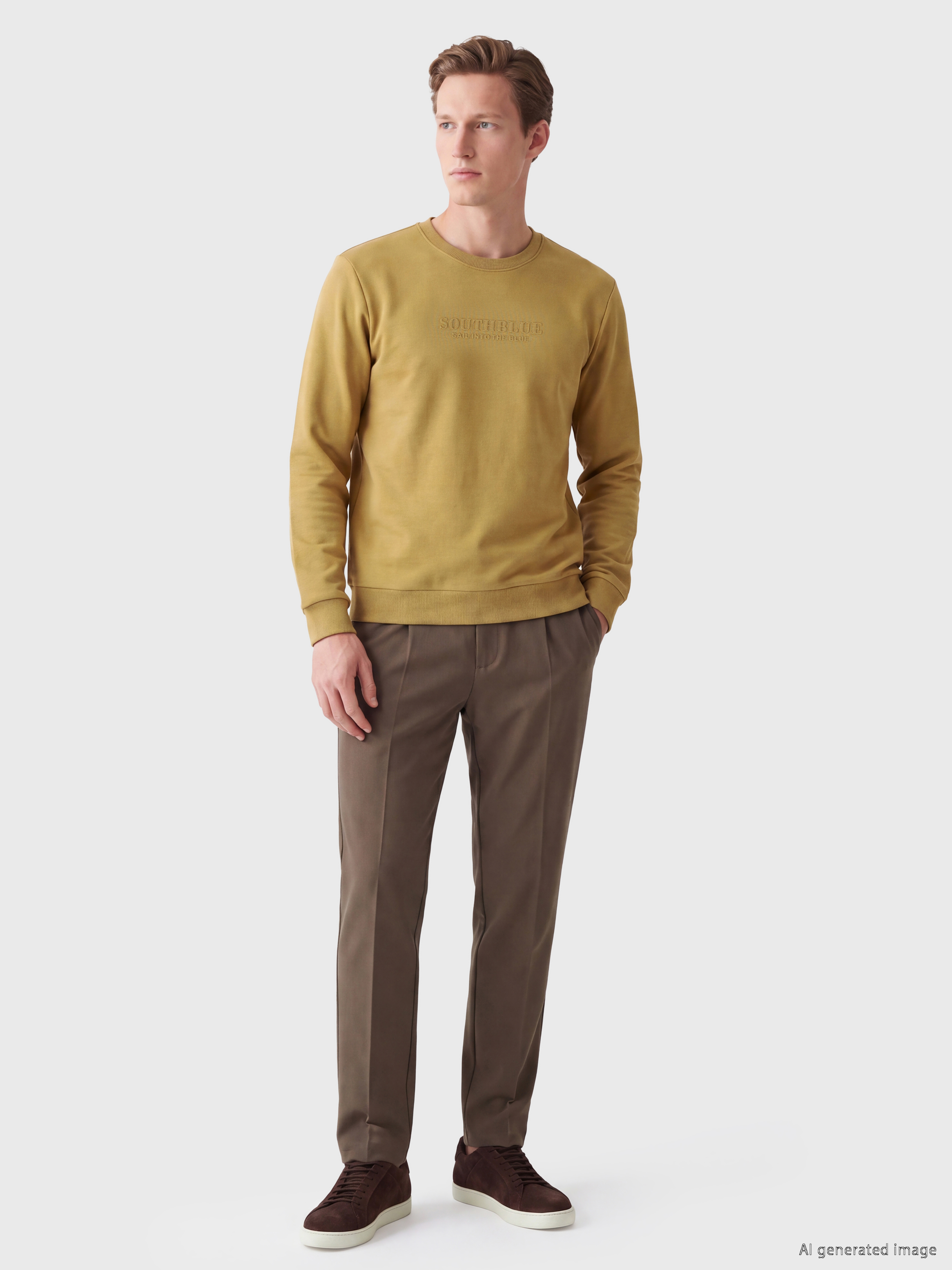 SOUTHBLUE Bisiklet Yaka Nakışlı Erkek Kalın Sweatshirt görsel 2