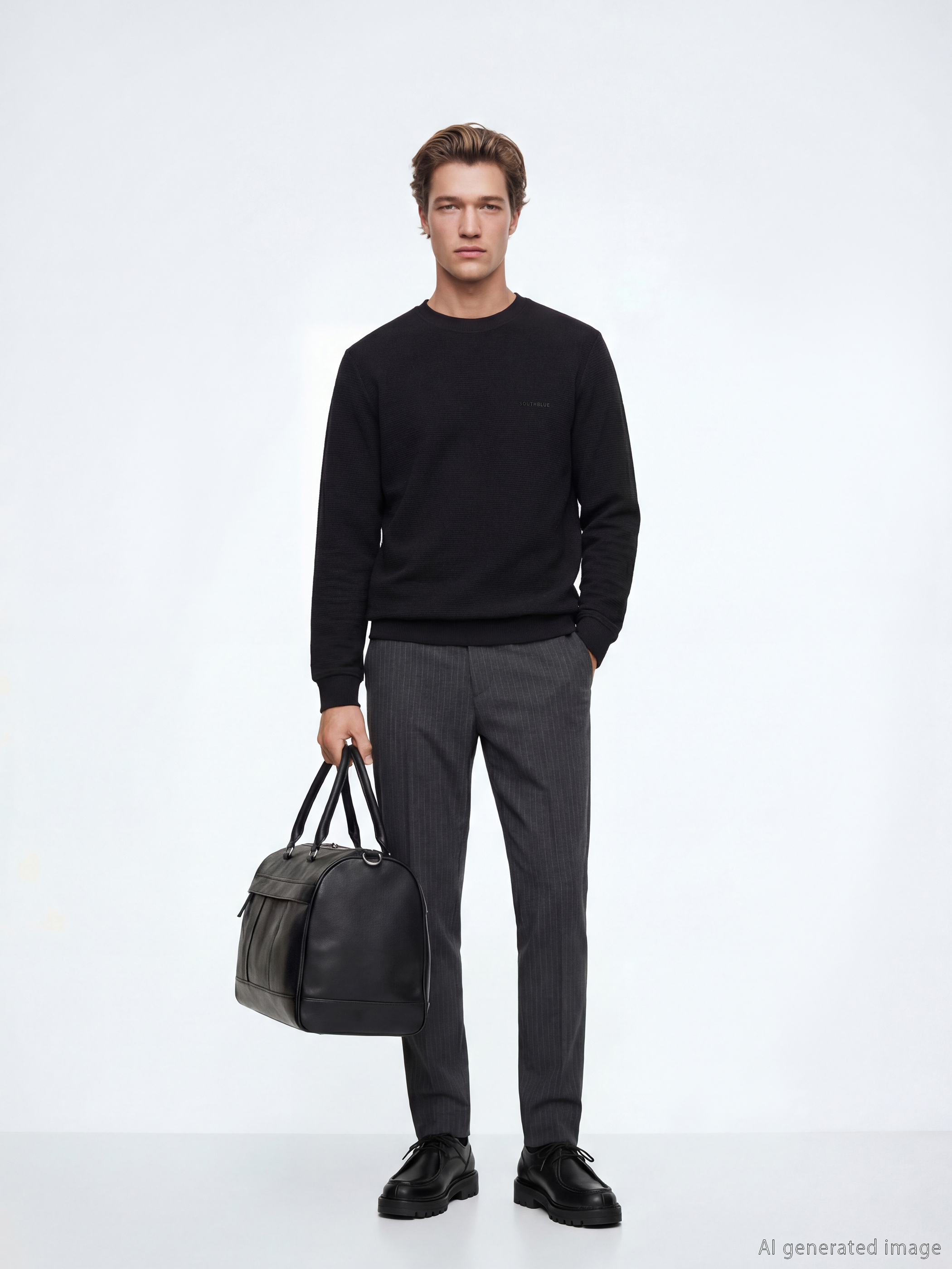 SOUTHBLUE Bisiklet Yaka Nakışlı Erkek Sweatshirt görsel 2