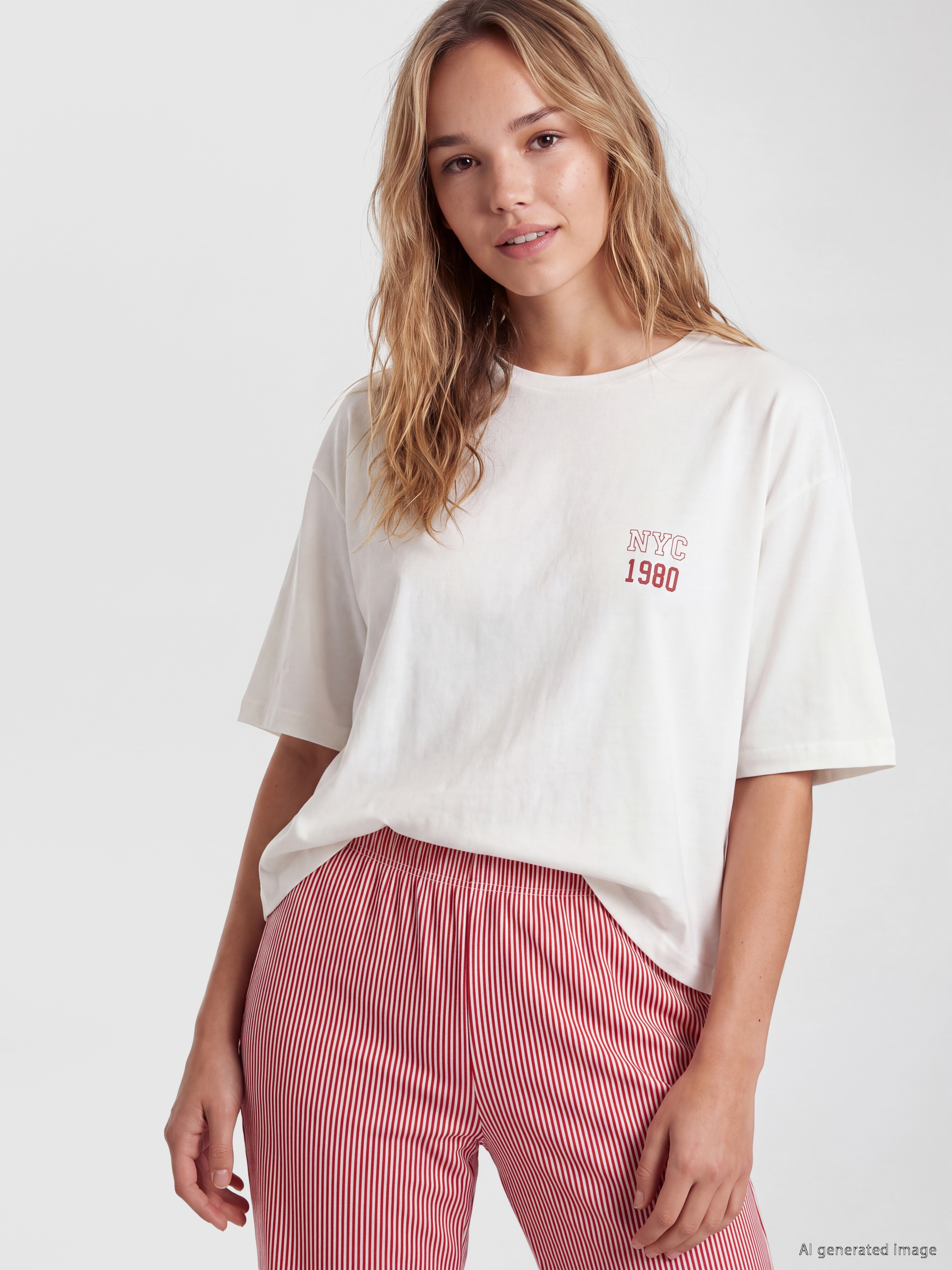 LCW Young NYC Baskılı Kadın Pijama Takım görsel 2