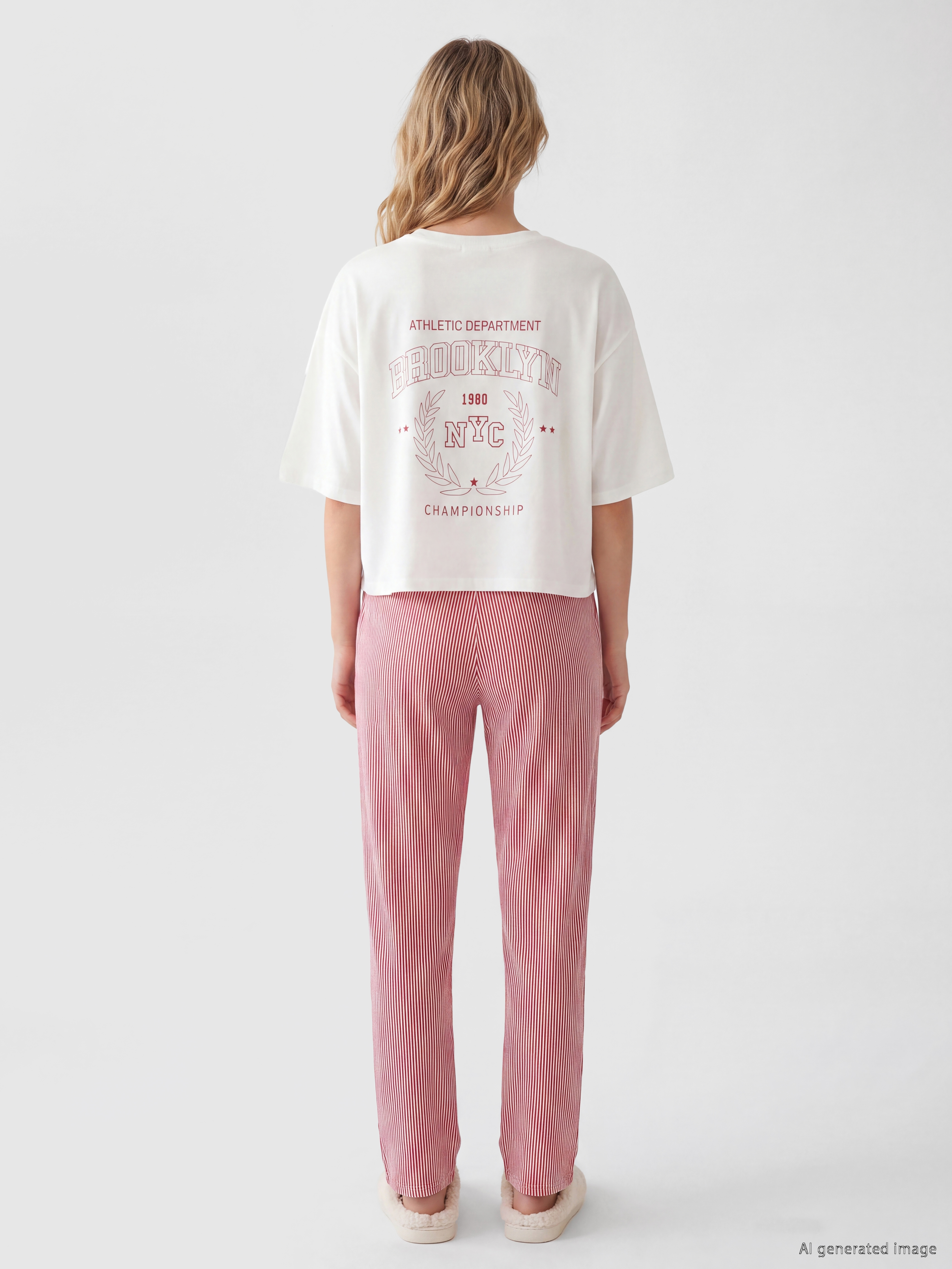 LCW Young NYC Baskılı Kadın Pijama Takım görsel 4