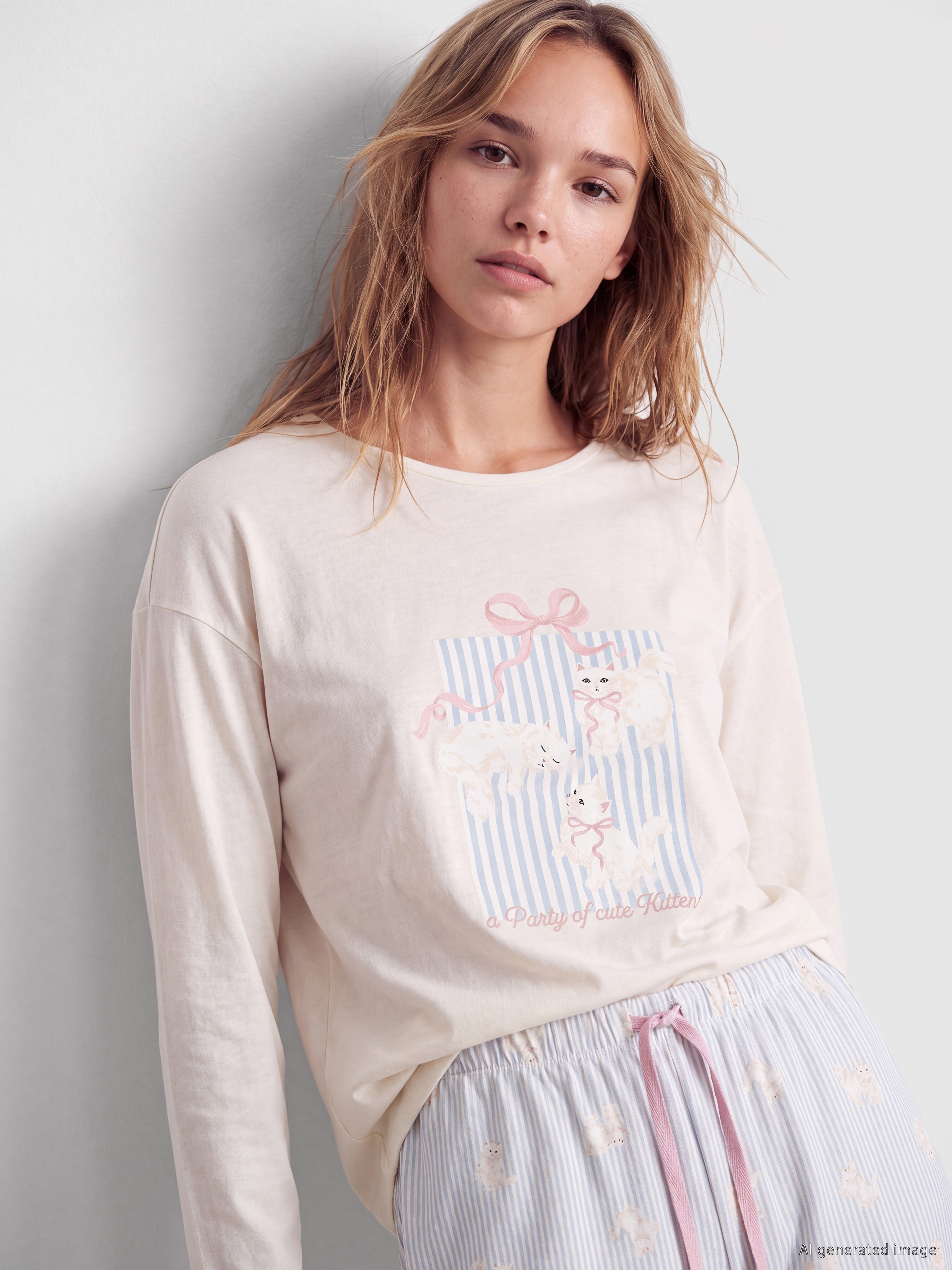 LCW DREAM Bisiklet Yaka Baskılı Kadın Pijama Takımı görsel 2