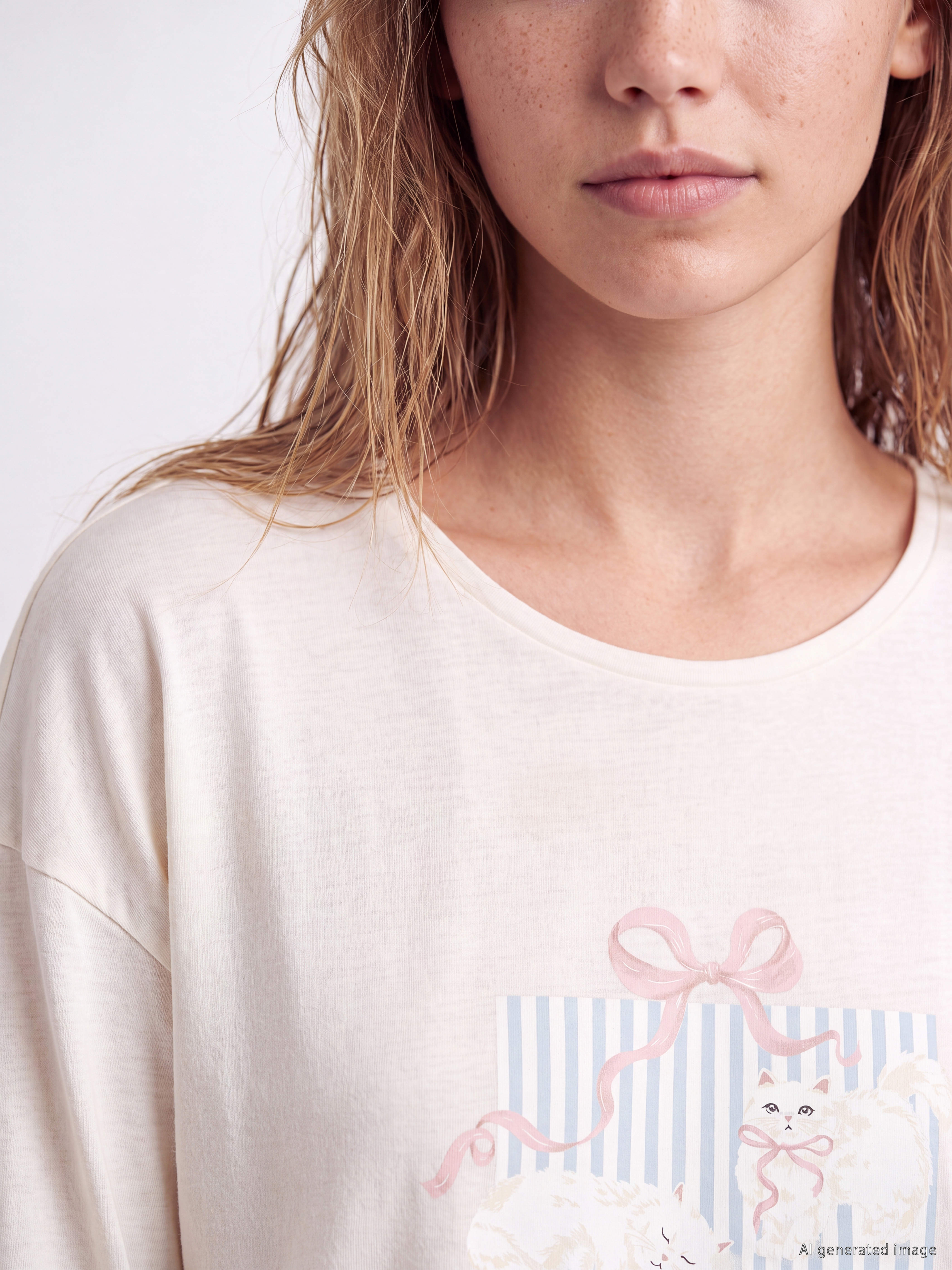 LCW DREAM Bisiklet Yaka Baskılı Kadın Pijama Takımı görsel 3