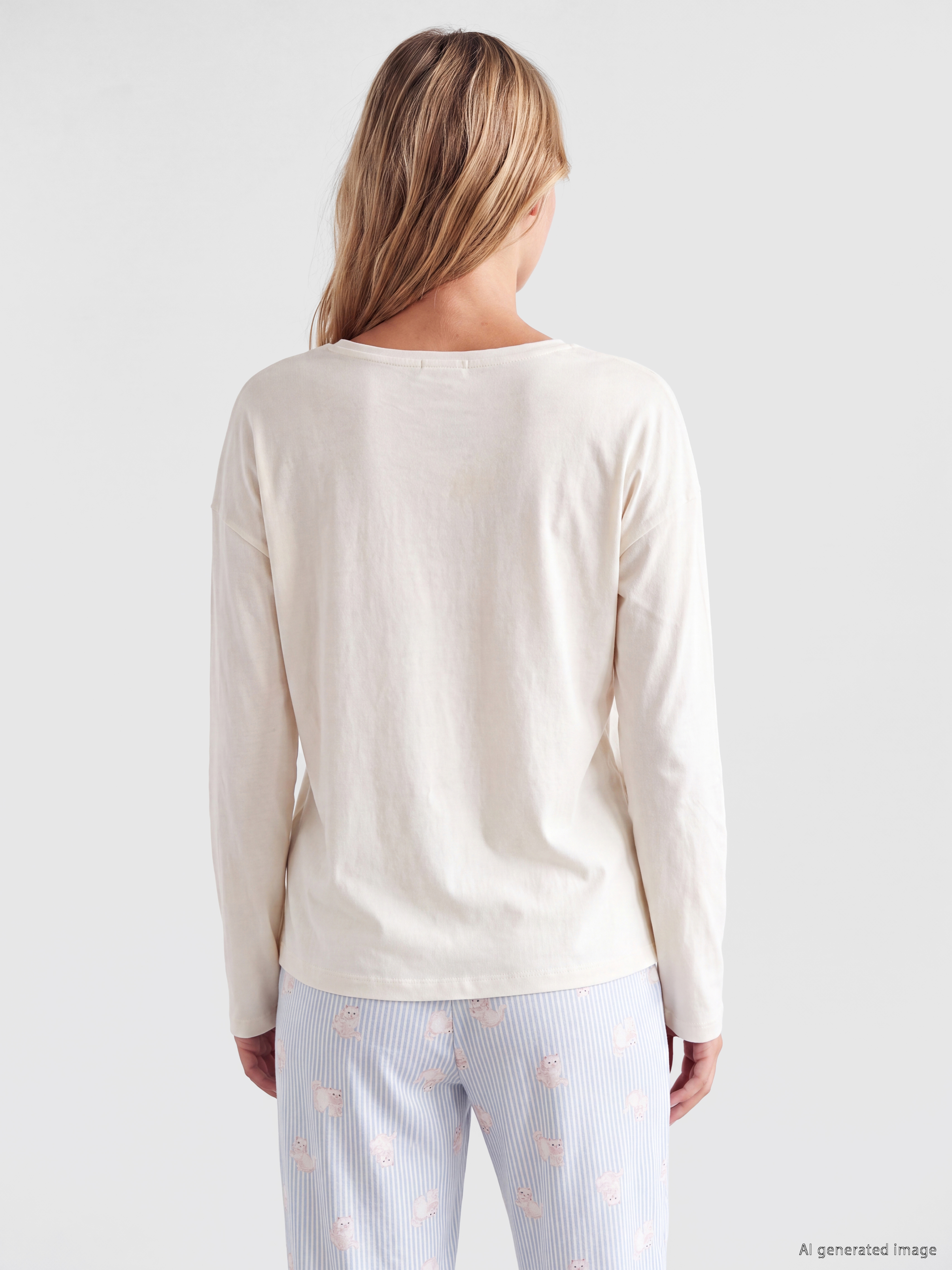 LCW DREAM Bisiklet Yaka Baskılı Kadın Pijama Takımı görsel 4