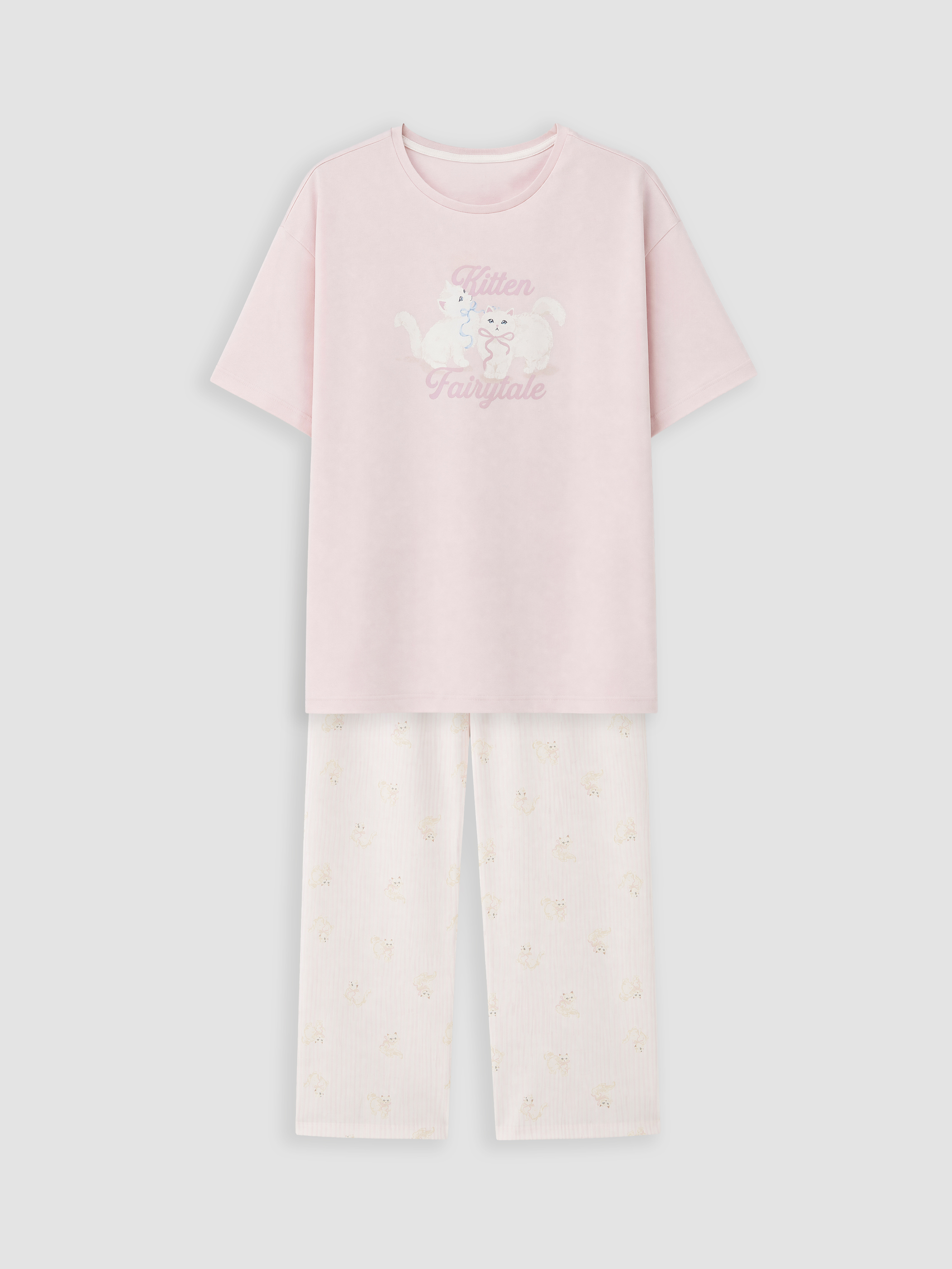 LCW DREAM Bisiklet Yaka Baskılı Kadın Pijama Takımı görsel 5