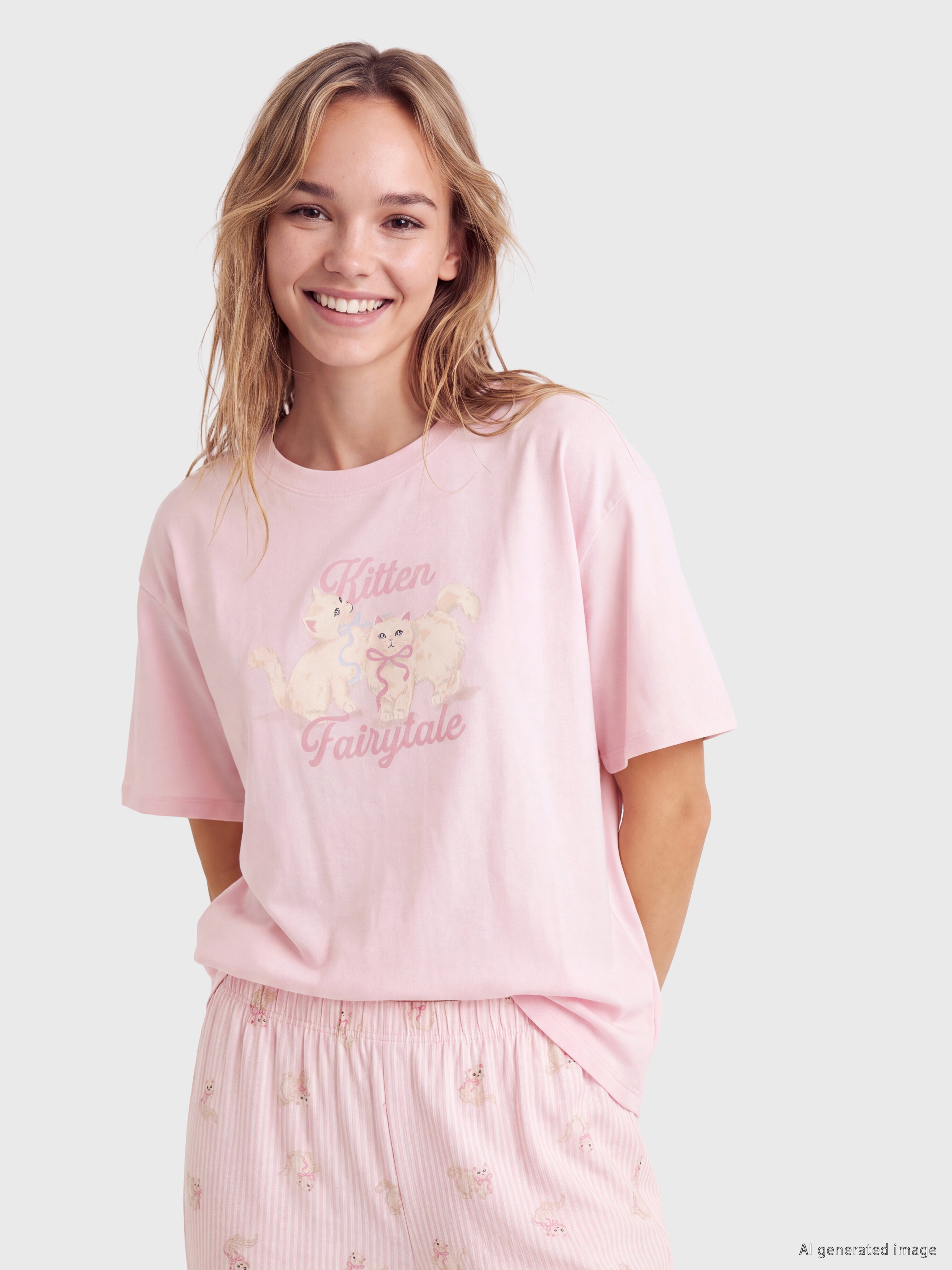 LCW DREAM Bisiklet Yaka Baskılı Kadın Pijama Takımı görsel 2
