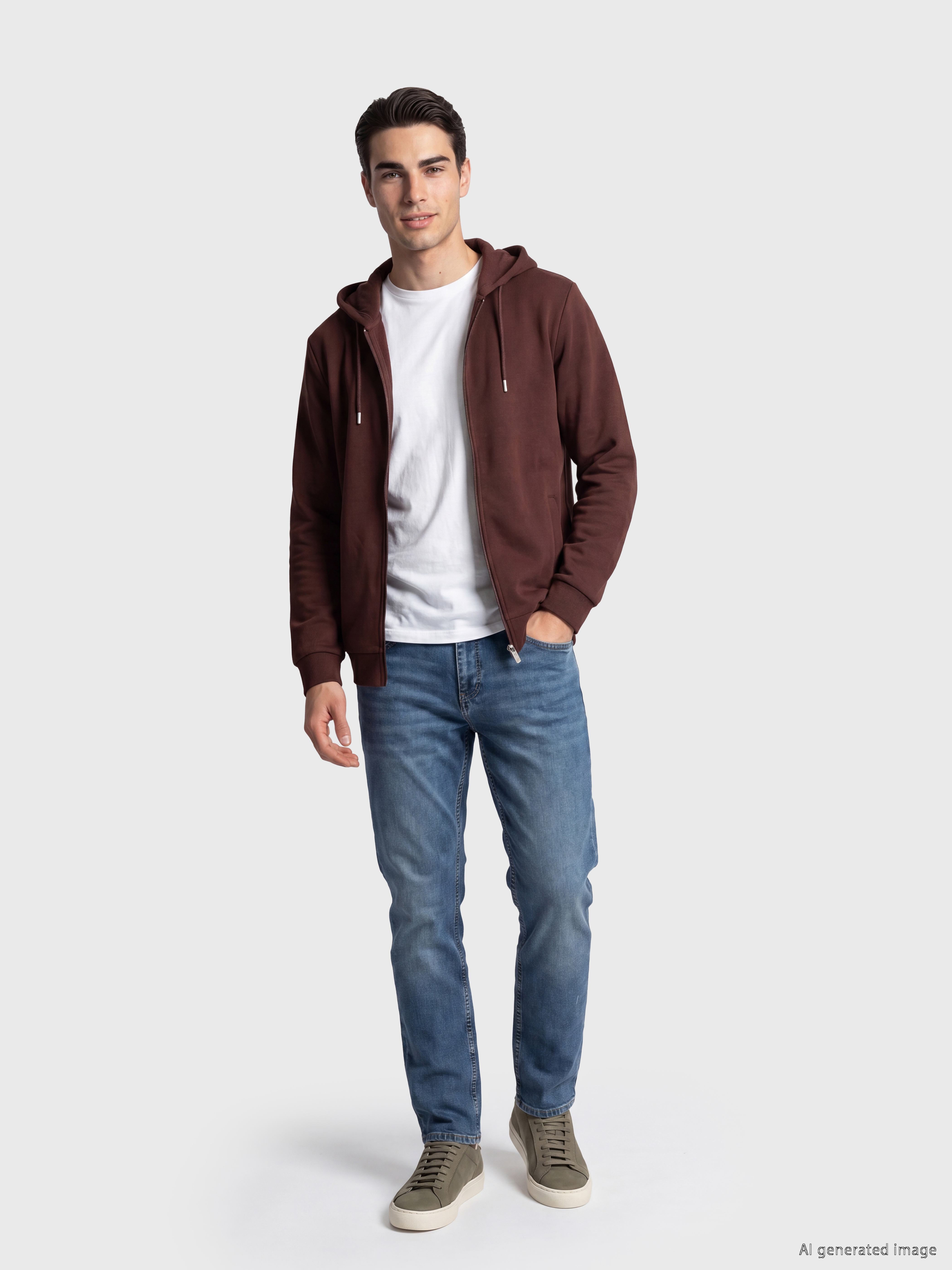 LCWAIKIKI Classic Kapüşonlu Erkek Fermuarlı Sweatshirt görsel 2