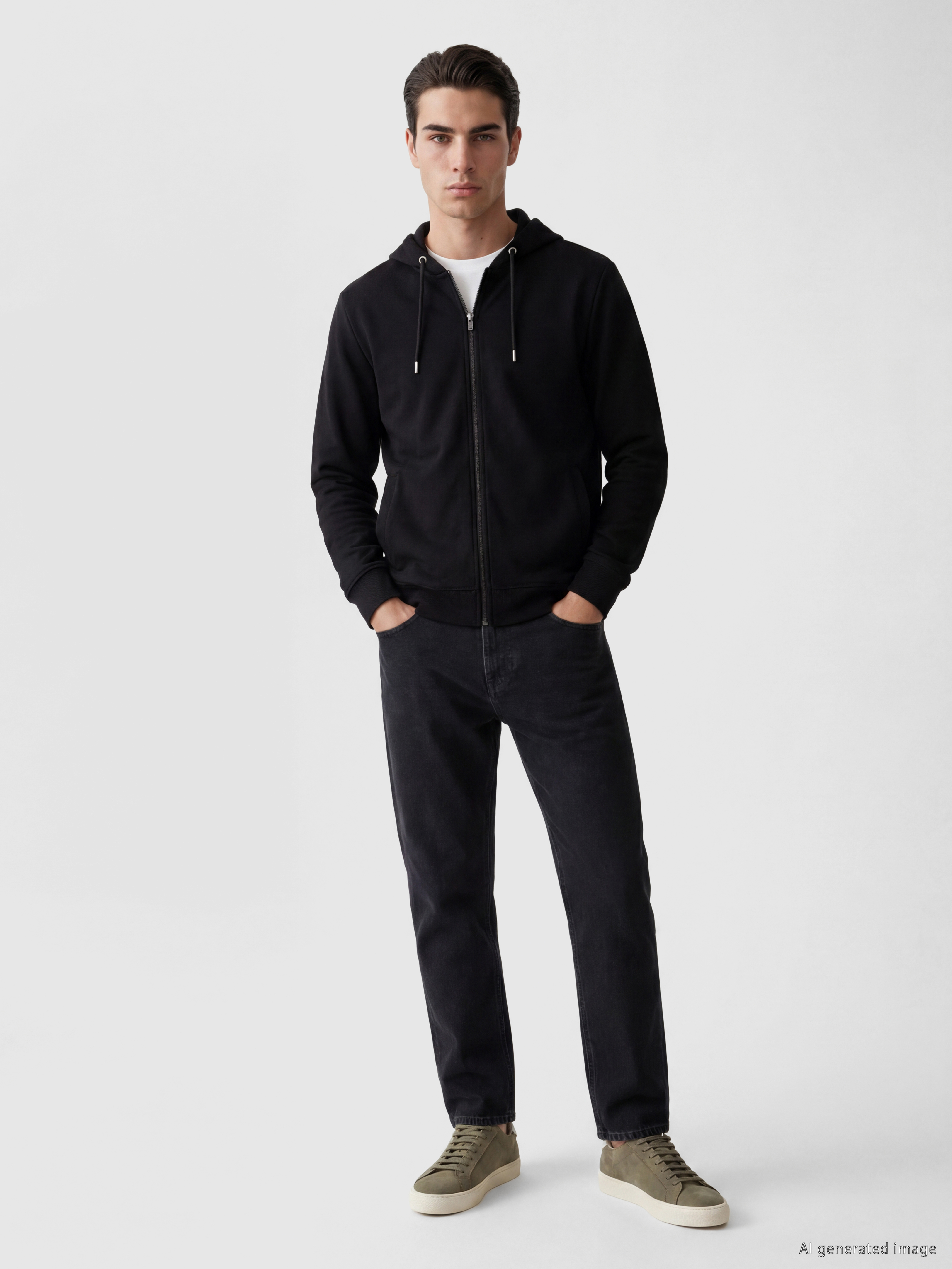 LCWAIKIKI Classic Kapüşonlu Erkek Fermuarlı Sweatshirt görsel 2