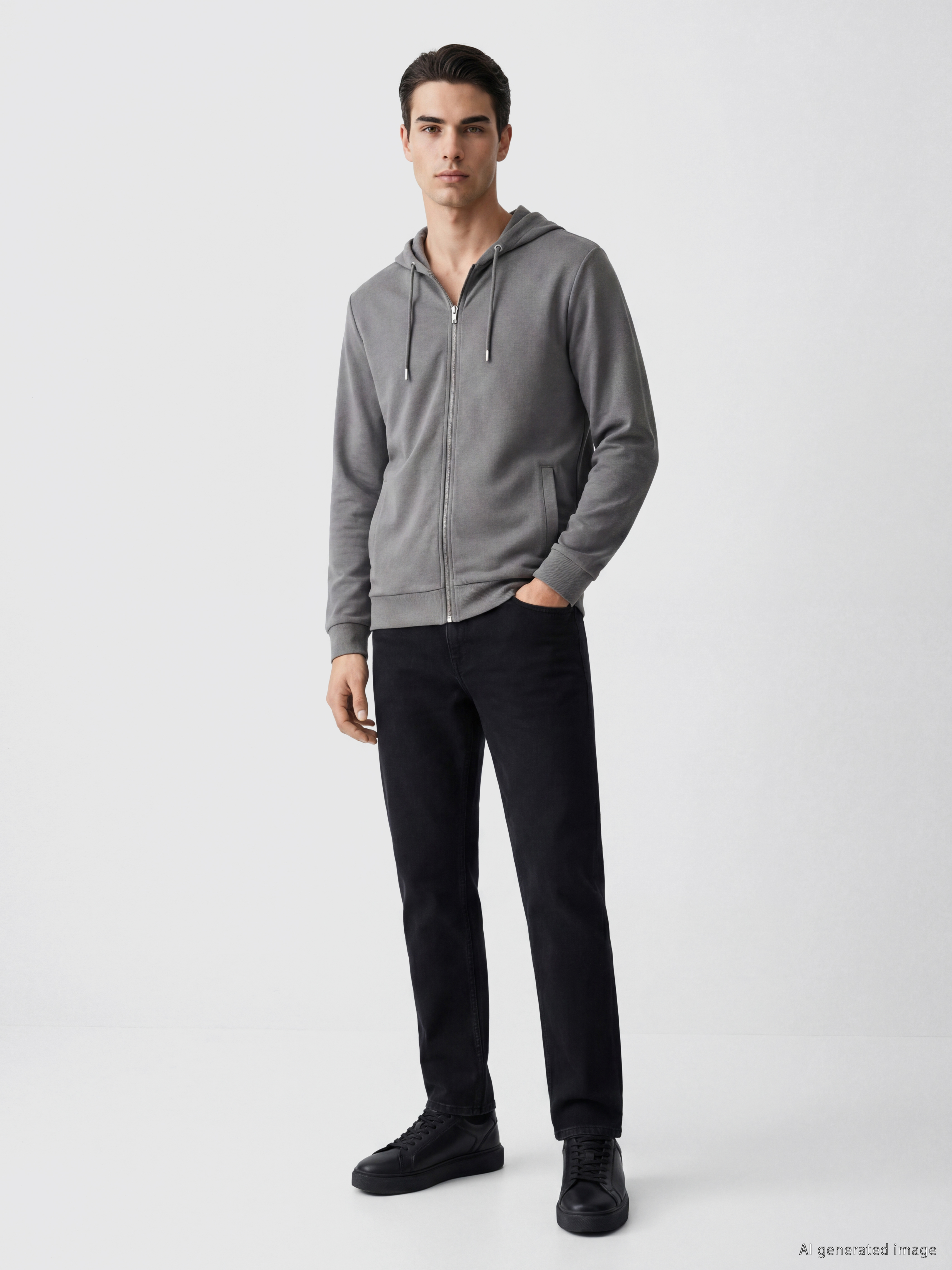 LCWAIKIKI Classic Kapüşonlu Erkek Fermuarlı Sweatshirt görsel 2