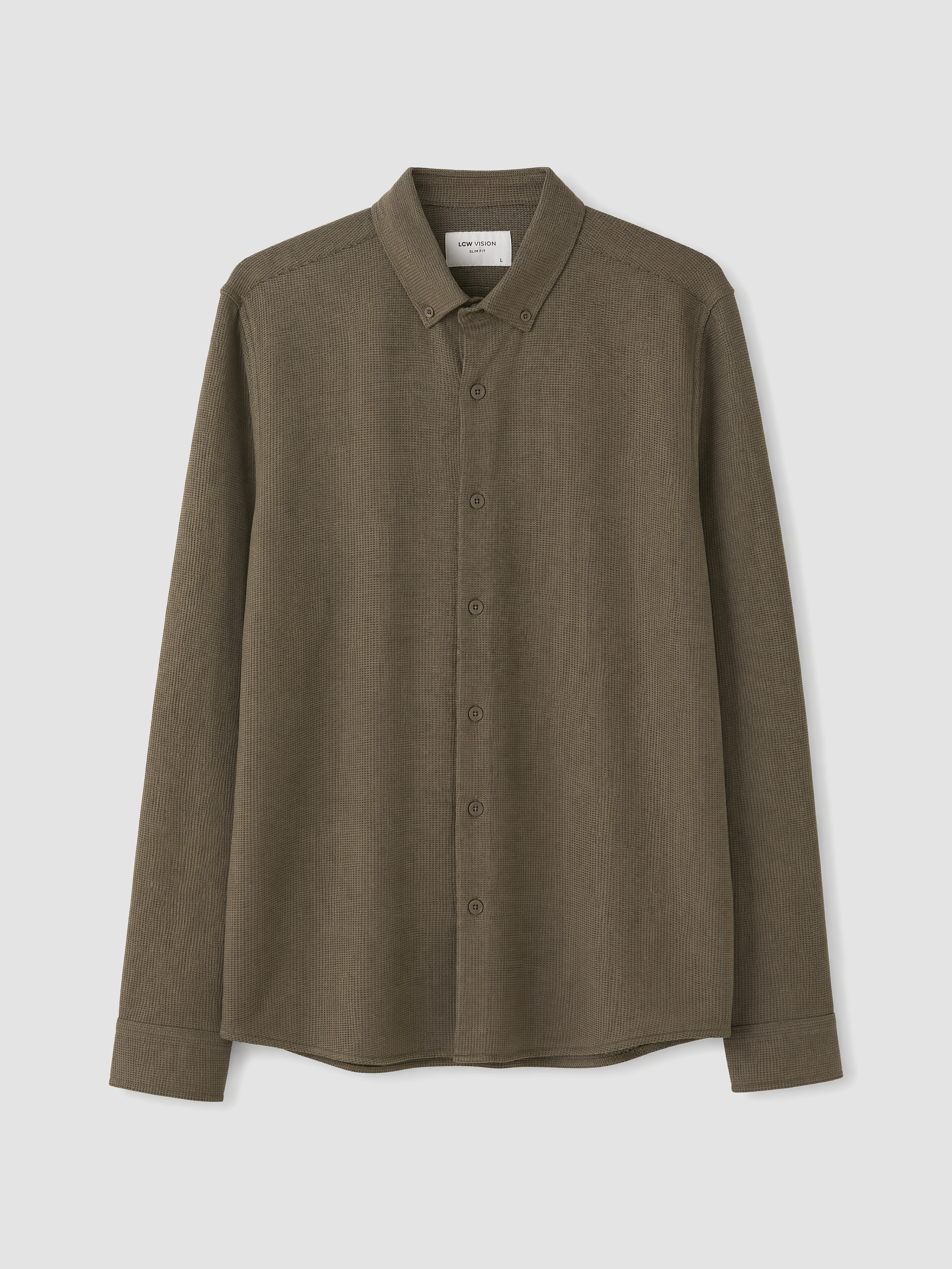 LCW Vision Slim Fit Dokulu Erkek Gömlek görsel 5