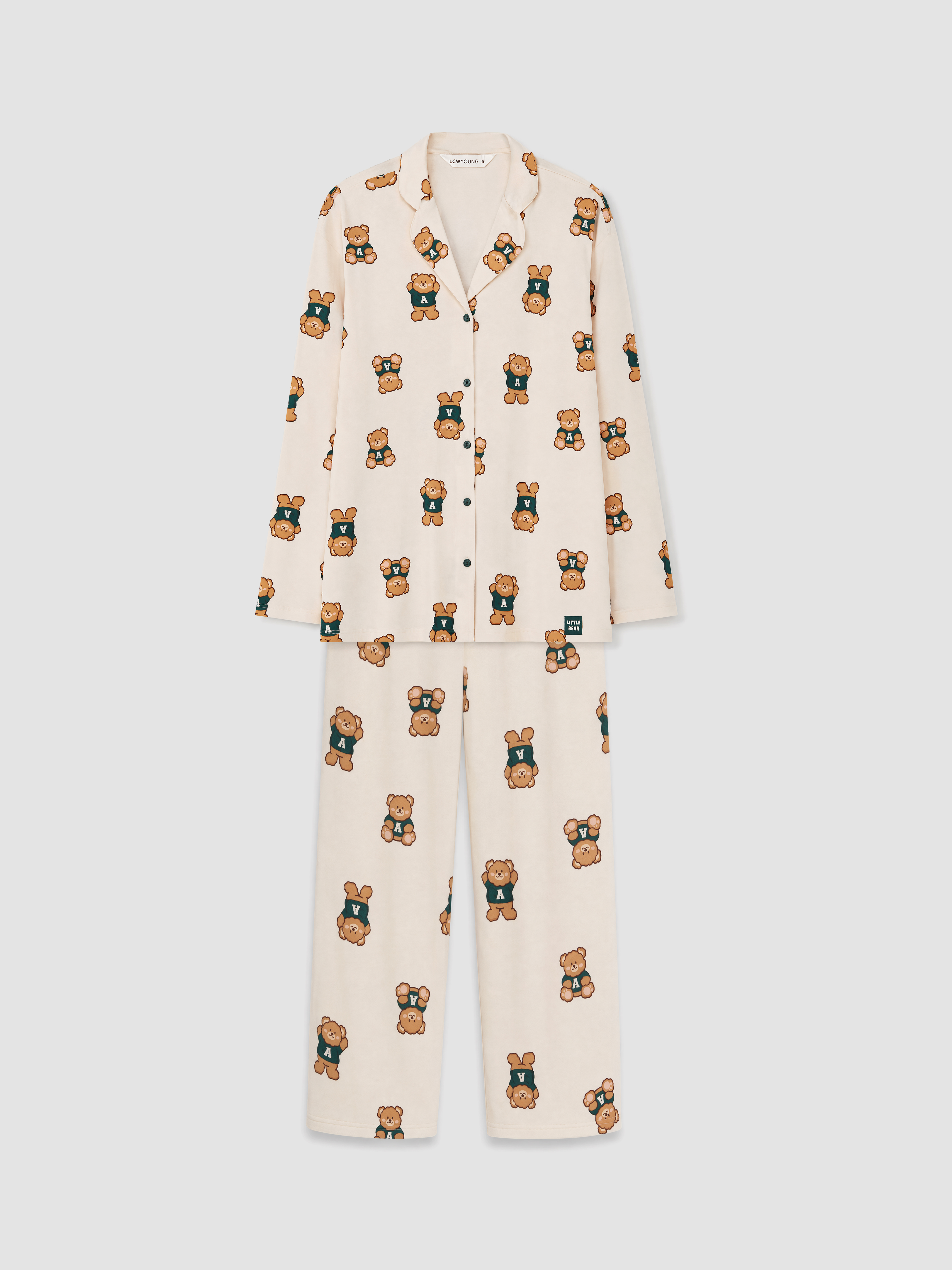 LCW Young Gömlek Yaka Baskılı Kadın Pijama Takımı görsel 5