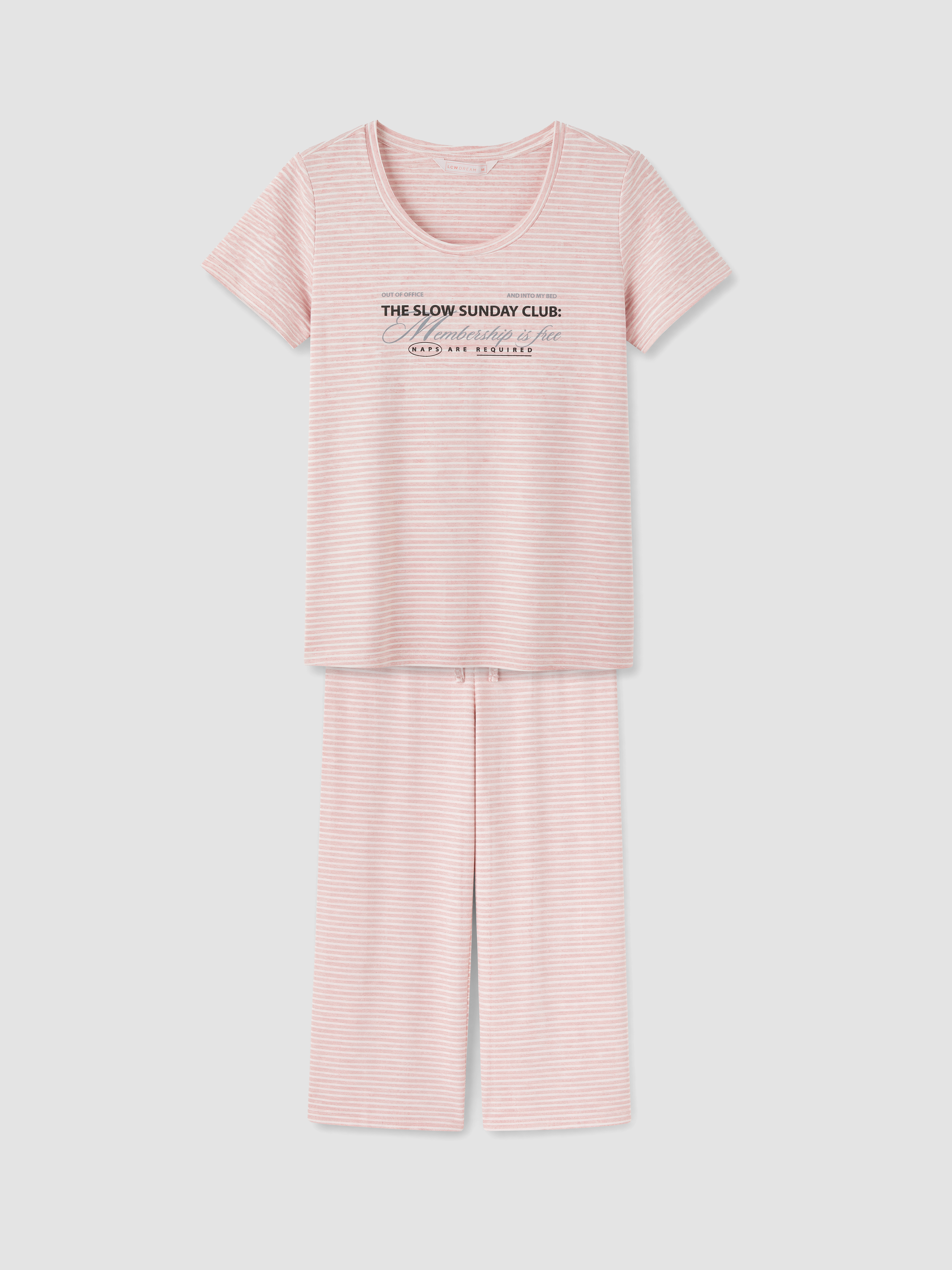LCW DREAM Bisiklet Yaka Baskılı Kadın Kaprili Pijama Takımı görsel 5