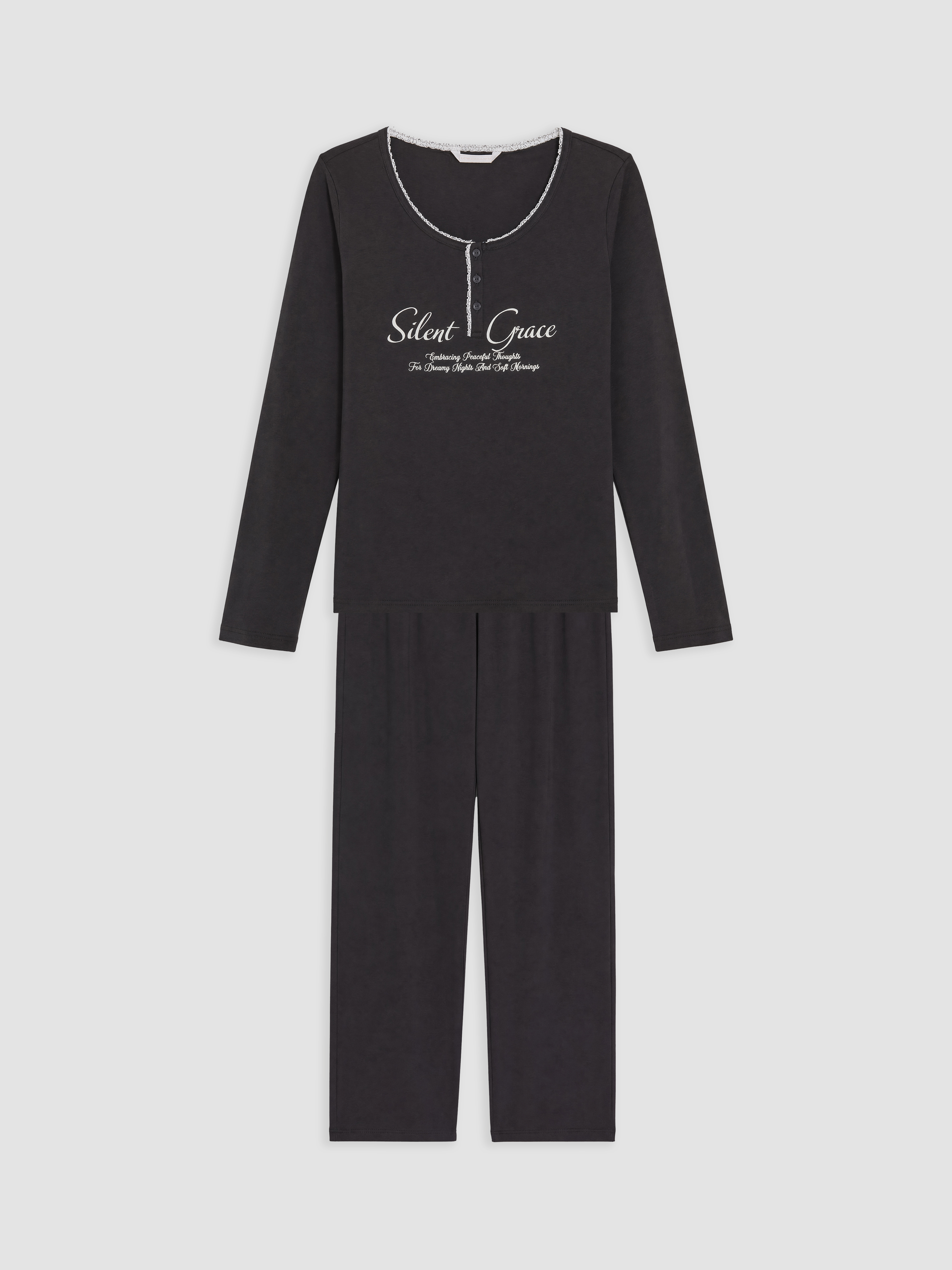 LCW DREAM Bisiklet Yaka Baskılı Kadın Pijama Takımı görsel 5