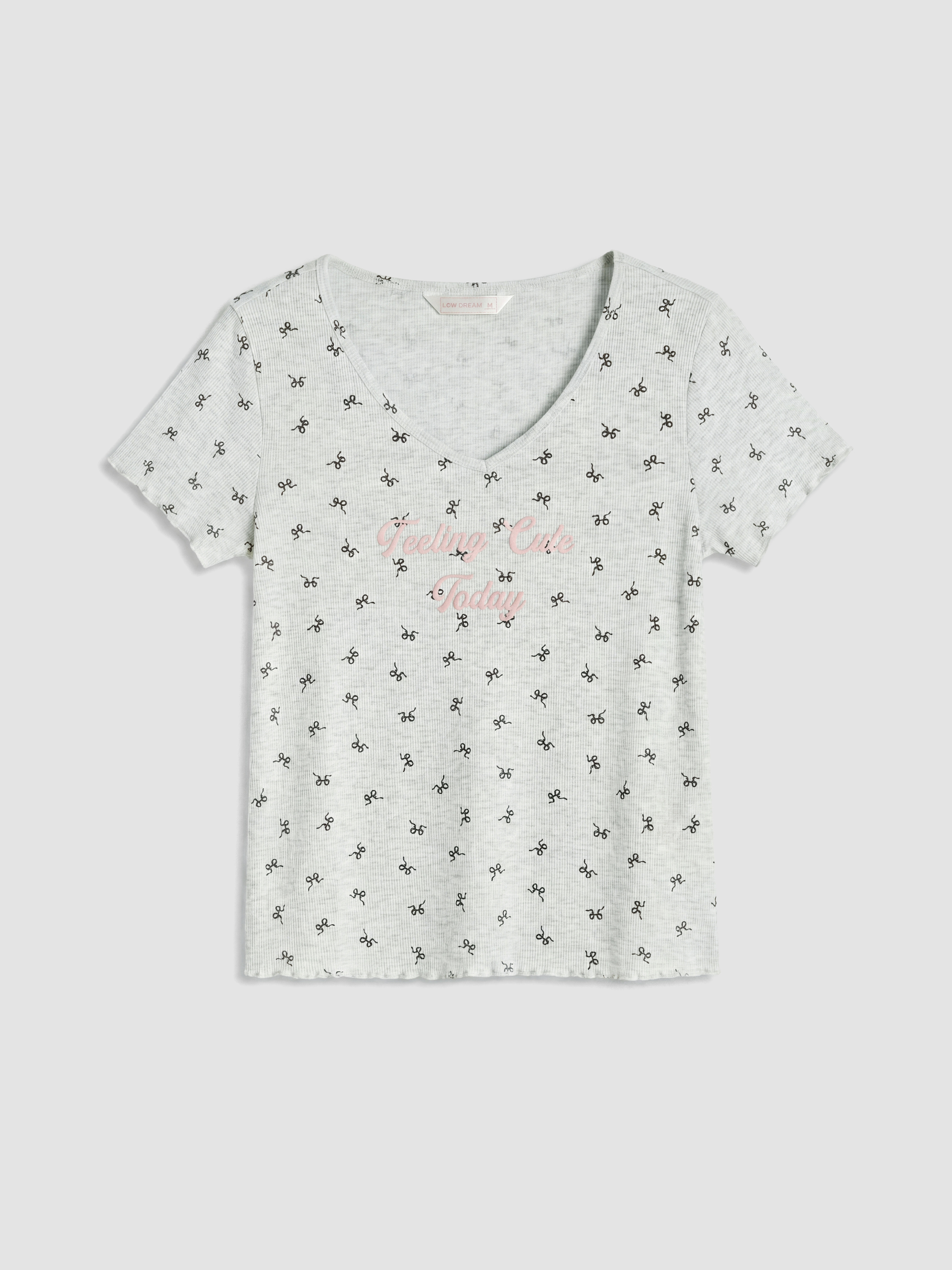 LCW DREAM V Yaka Fiyonk Baskılı Kadın Kaprili Pijama Takımı görsel 2