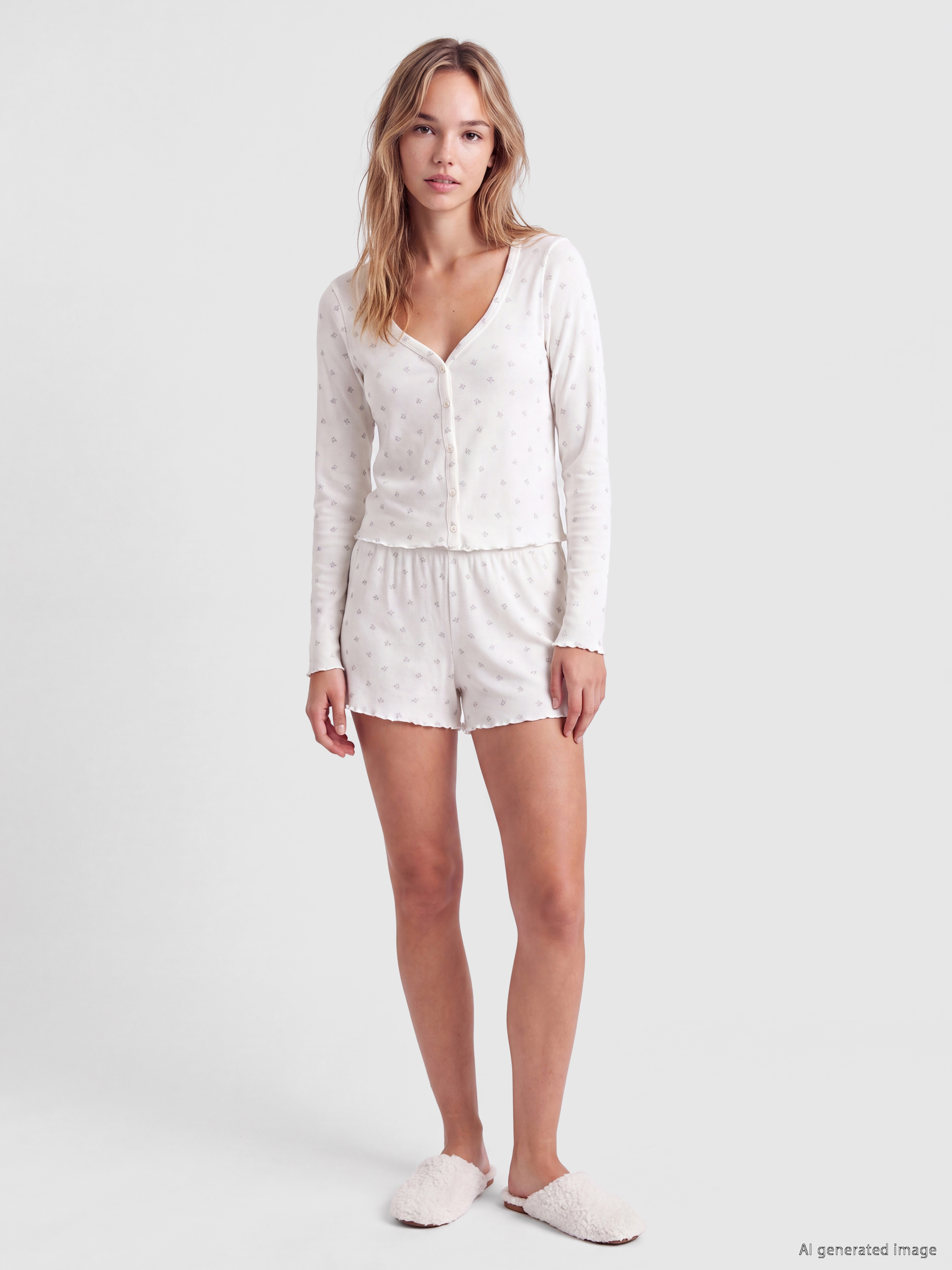 LCW DREAM Fiyonk Desenli Kadın Şortlu Pijama Takımı
