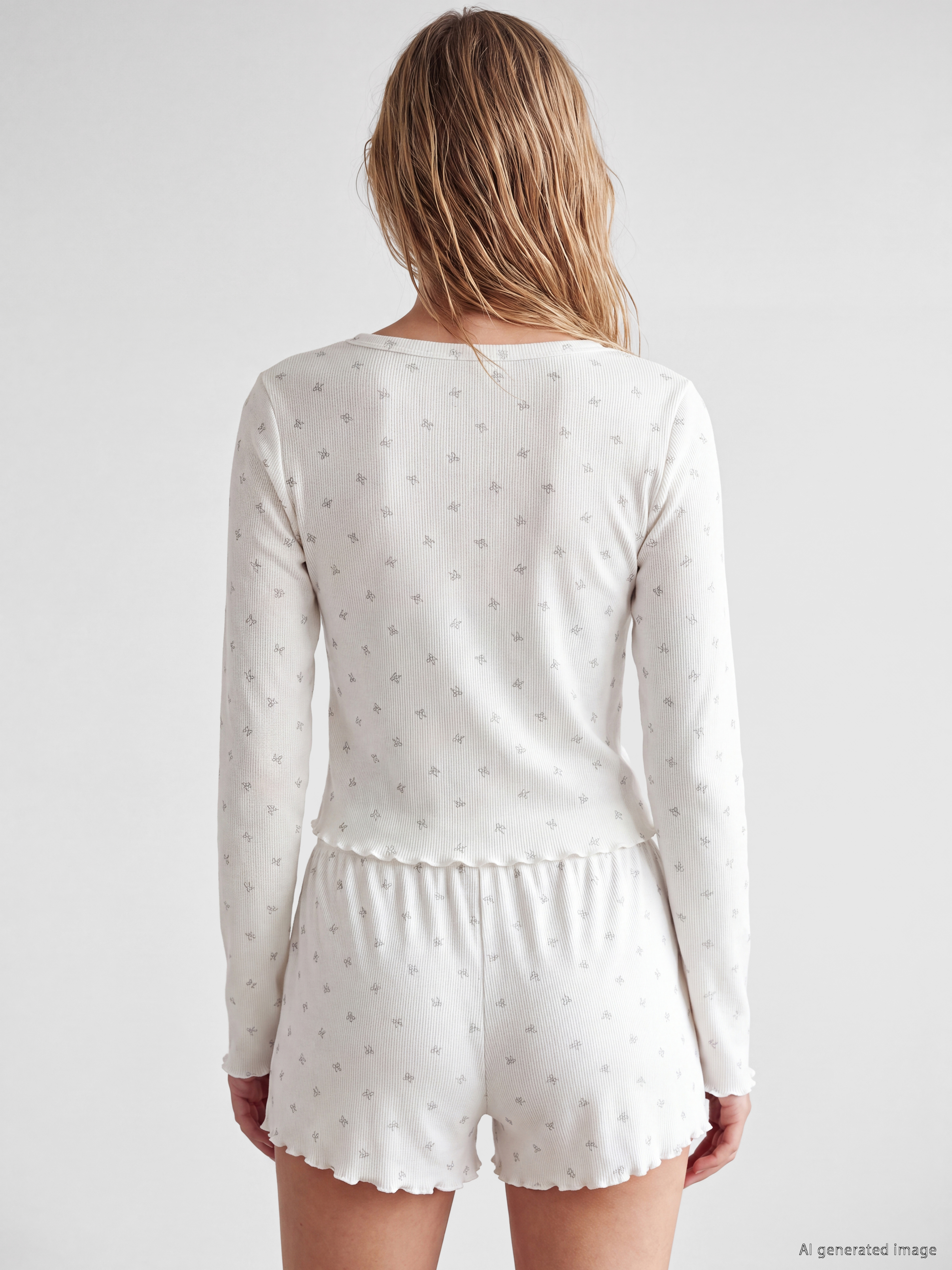 LCW DREAM Fiyonk Desenli Kadın Şortlu Pijama Takımı görsel 4