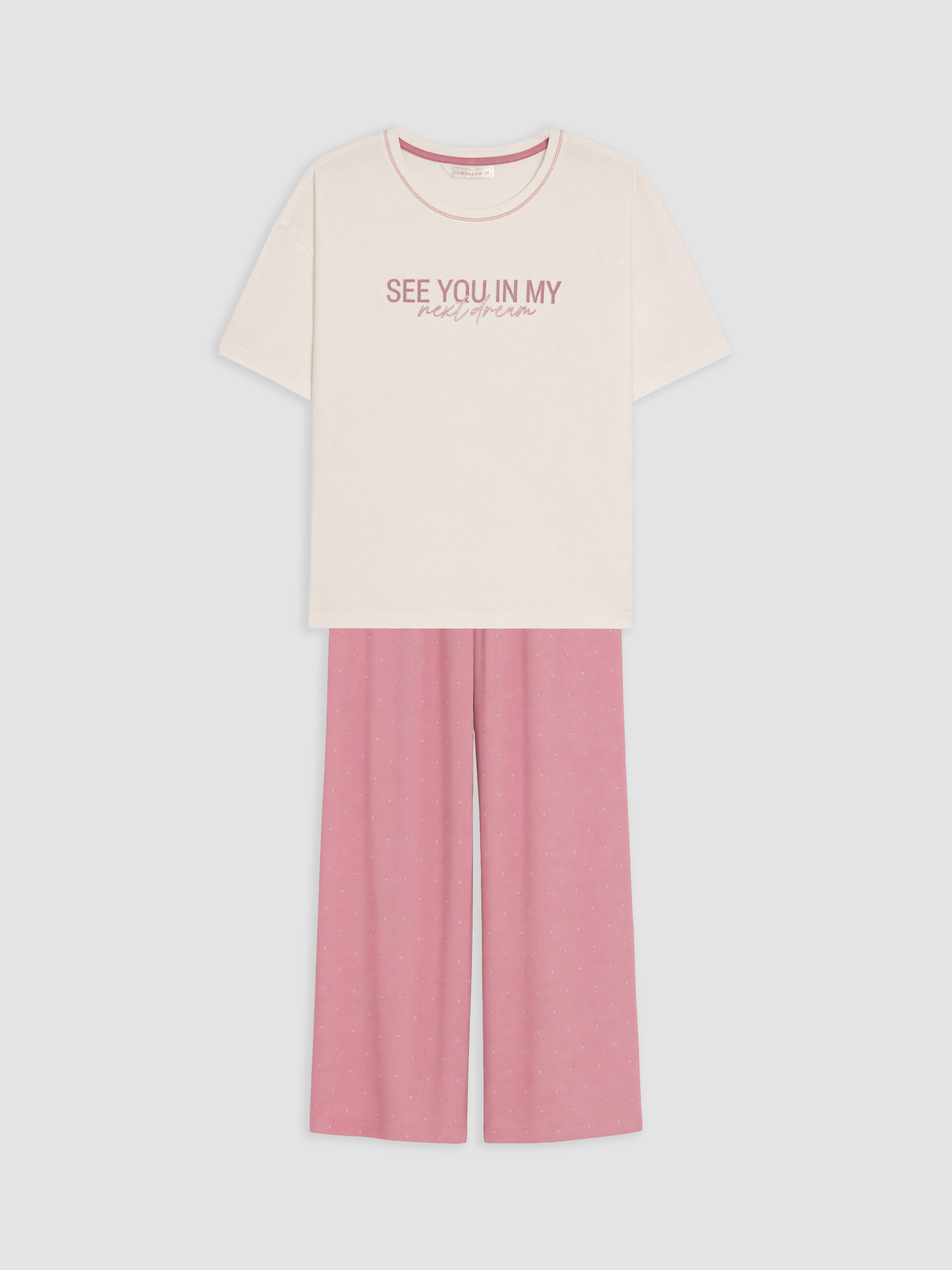 LCW DREAM Bisiklet Yaka Baskılı Kadın Pijama Takımı görsel 5
