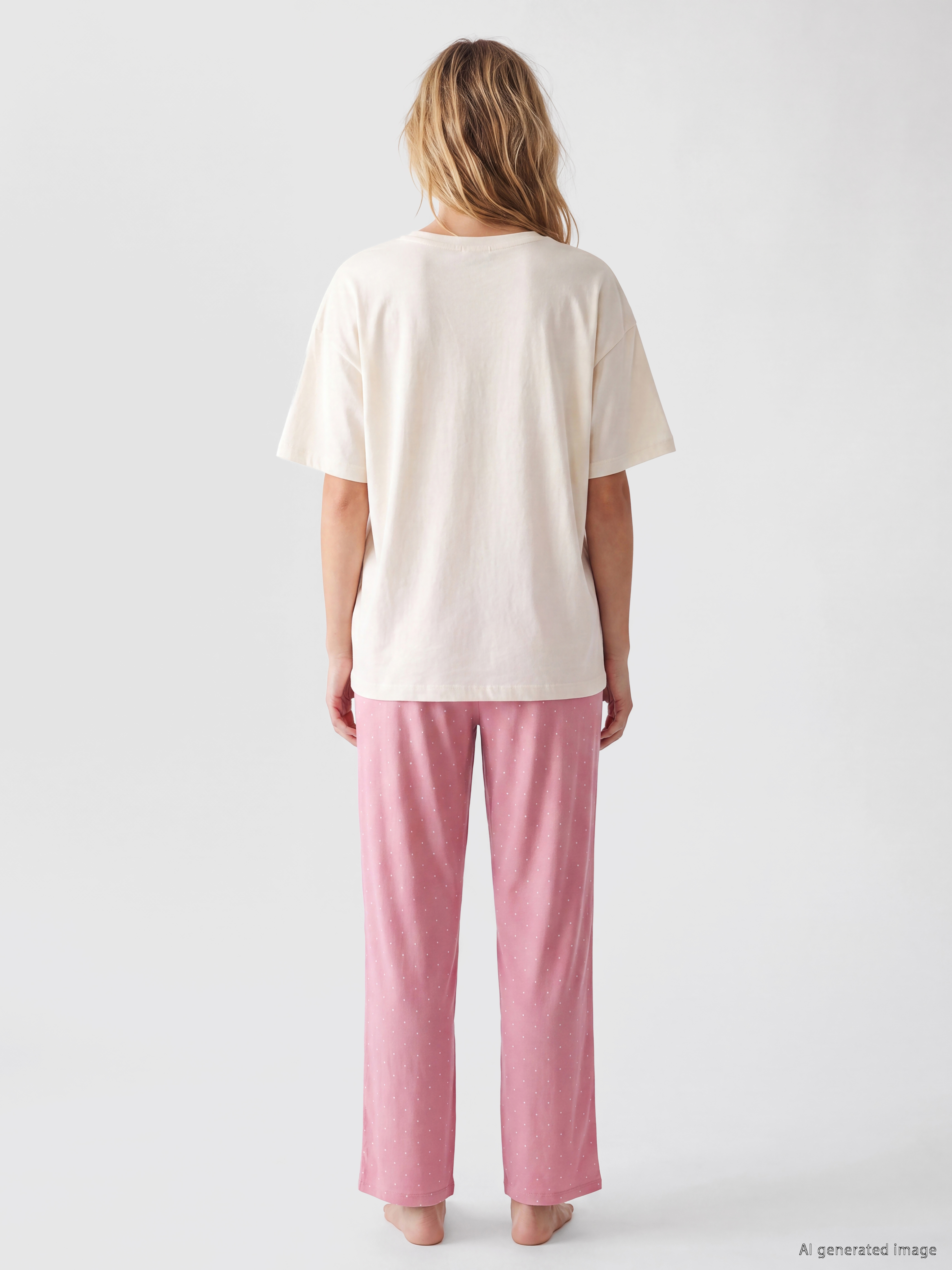 LCW DREAM Bisiklet Yaka Baskılı Kadın Pijama Takımı görsel 4