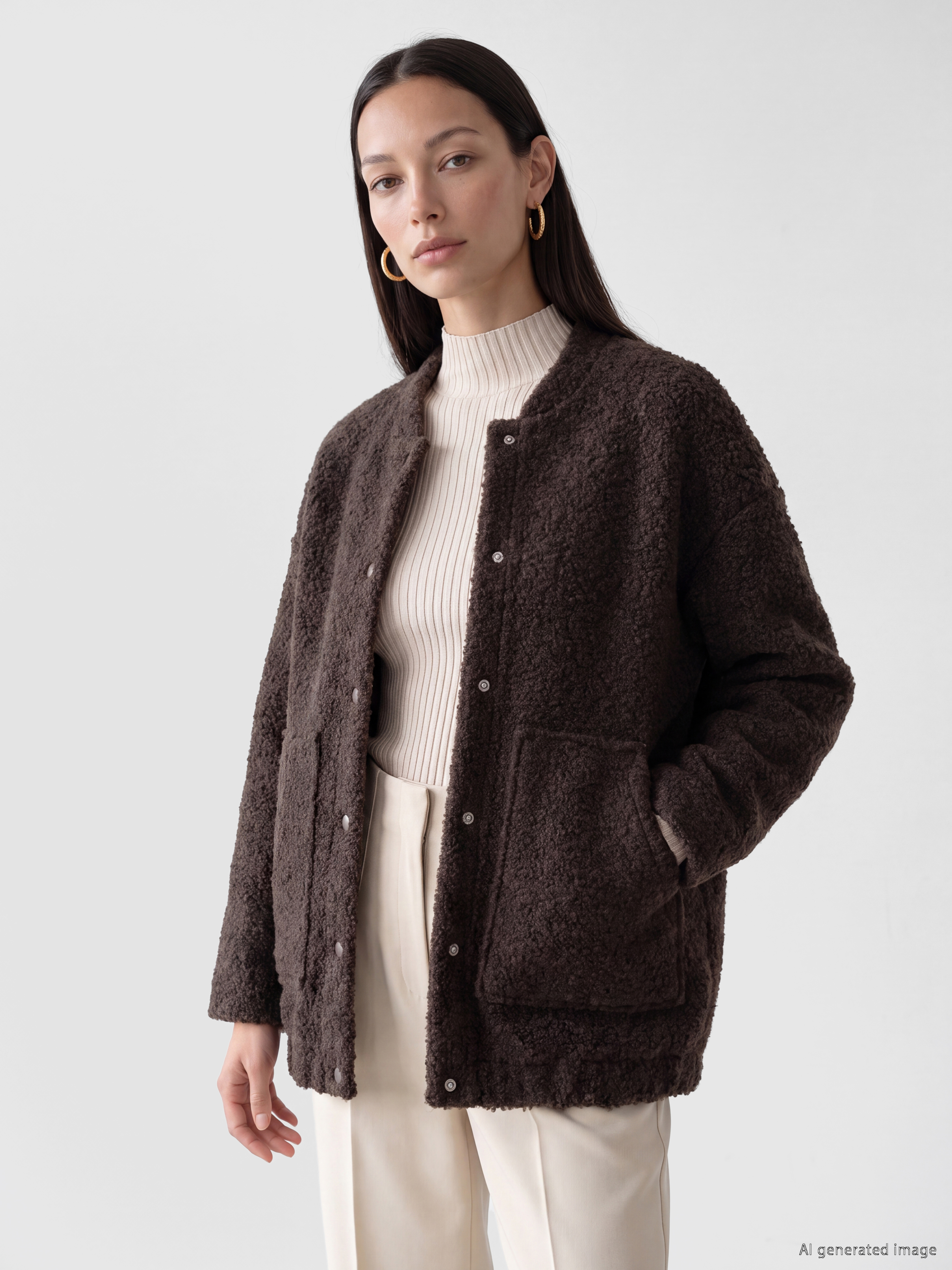 LCW EVERYDAY Oversize Kadın Bomber Kaşe Kaban
