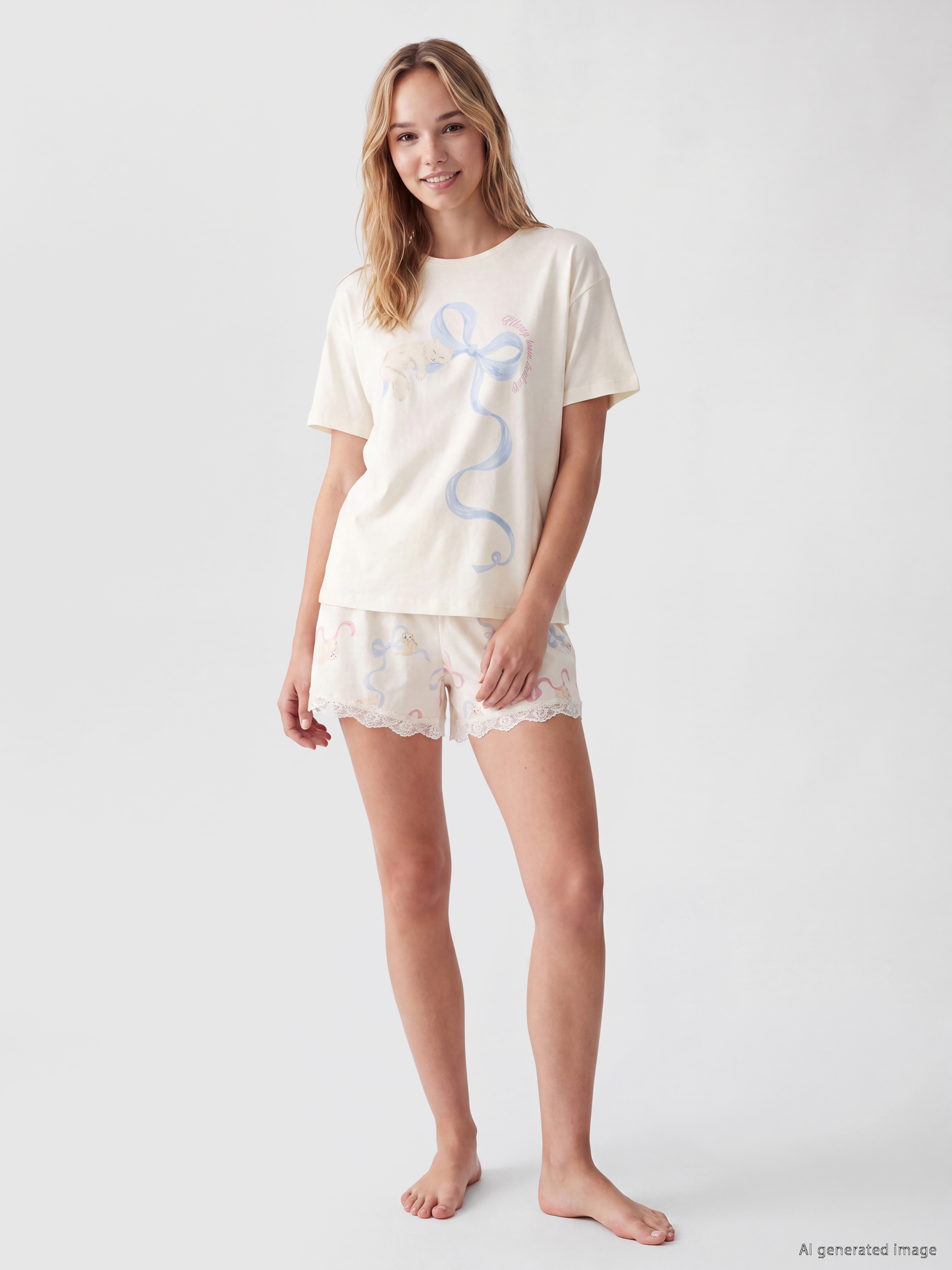 LCW DREAM Baskılı Kadın Şortlu Pijama Takımı
