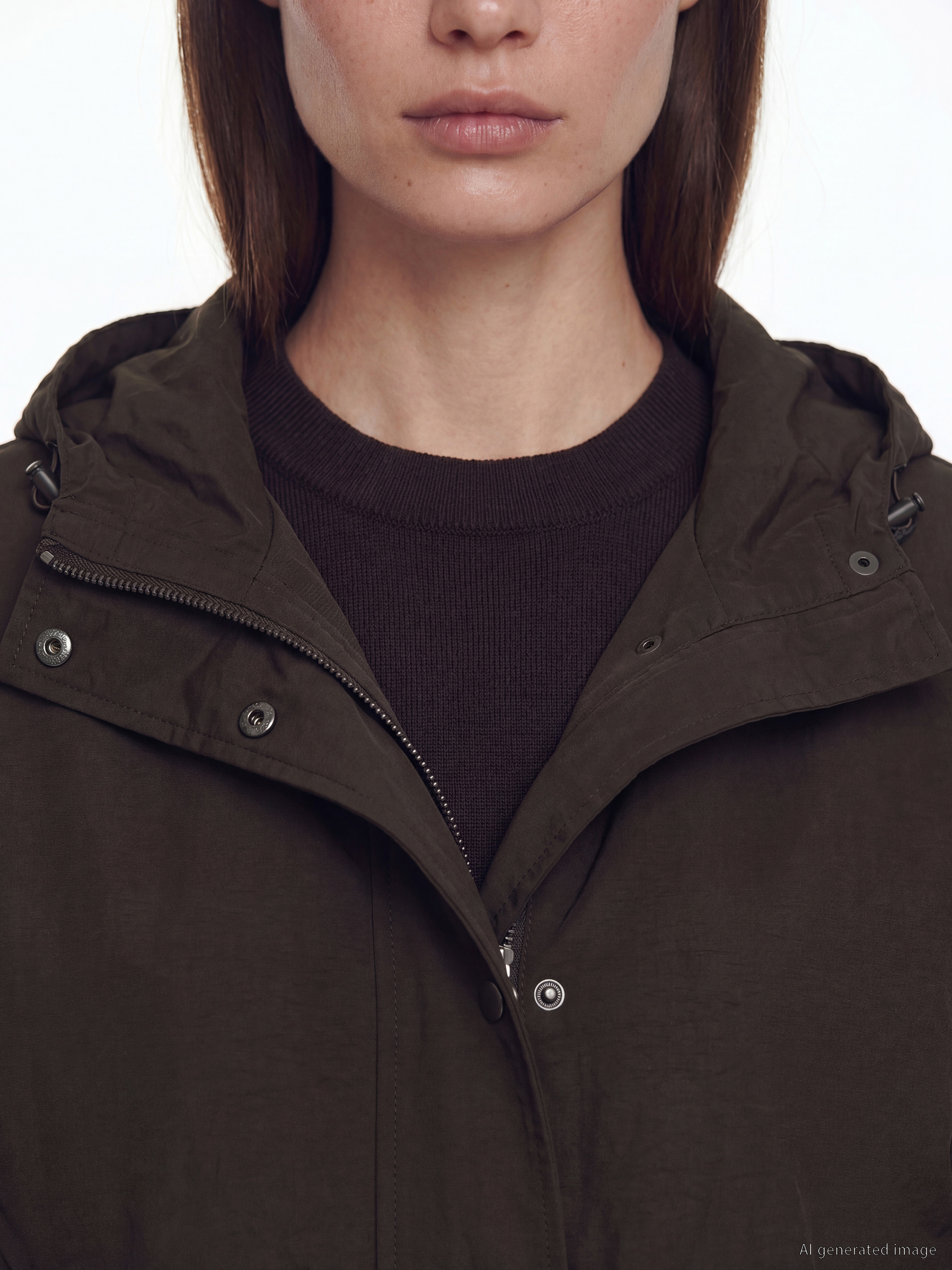 LCW Modest Kapüşonlu Oversize Kadın Yağmurluk görsel 3