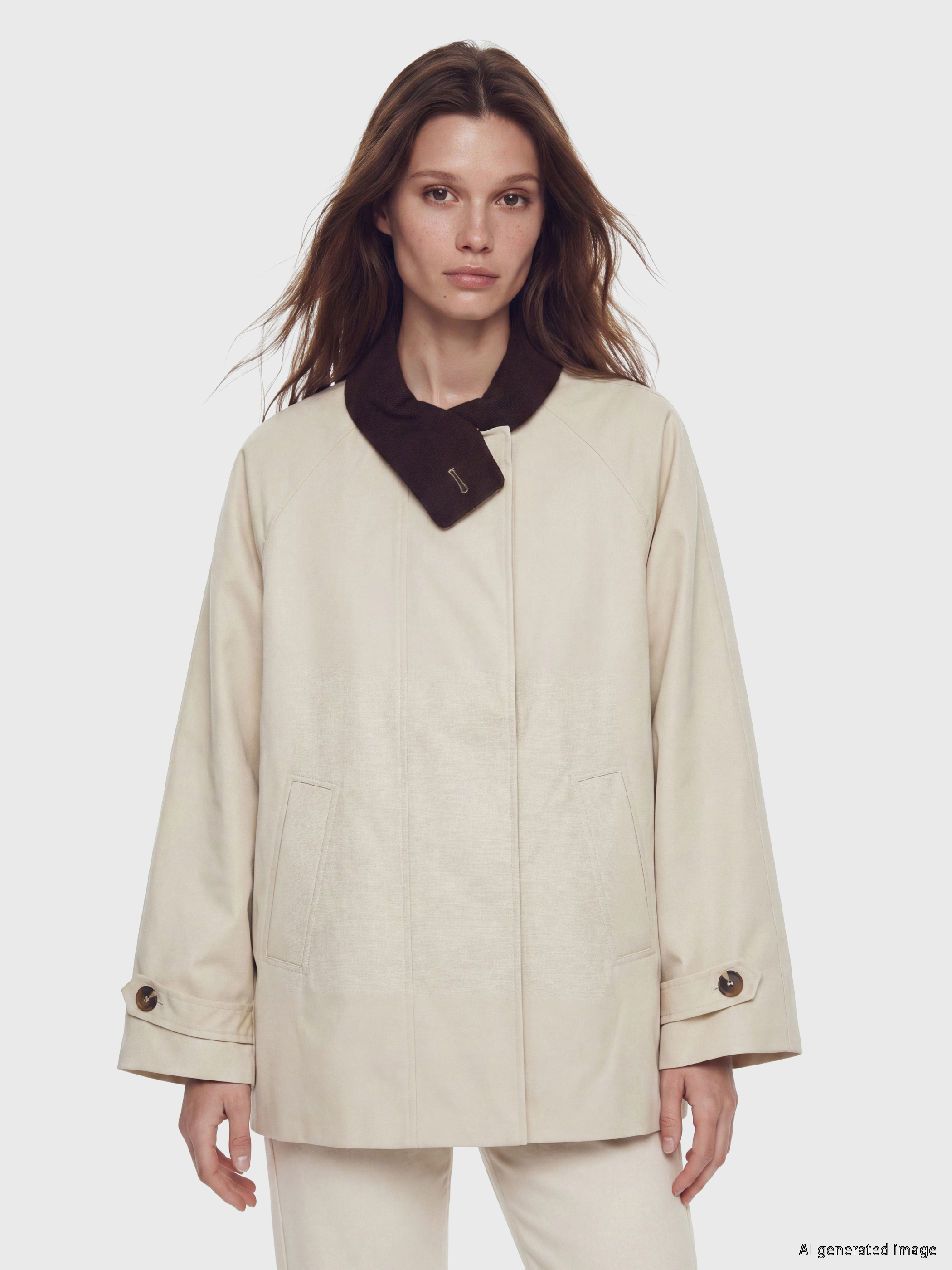 LCW Modest Asimetrik Gömlek Yaka Oversize Kadın Trençkot