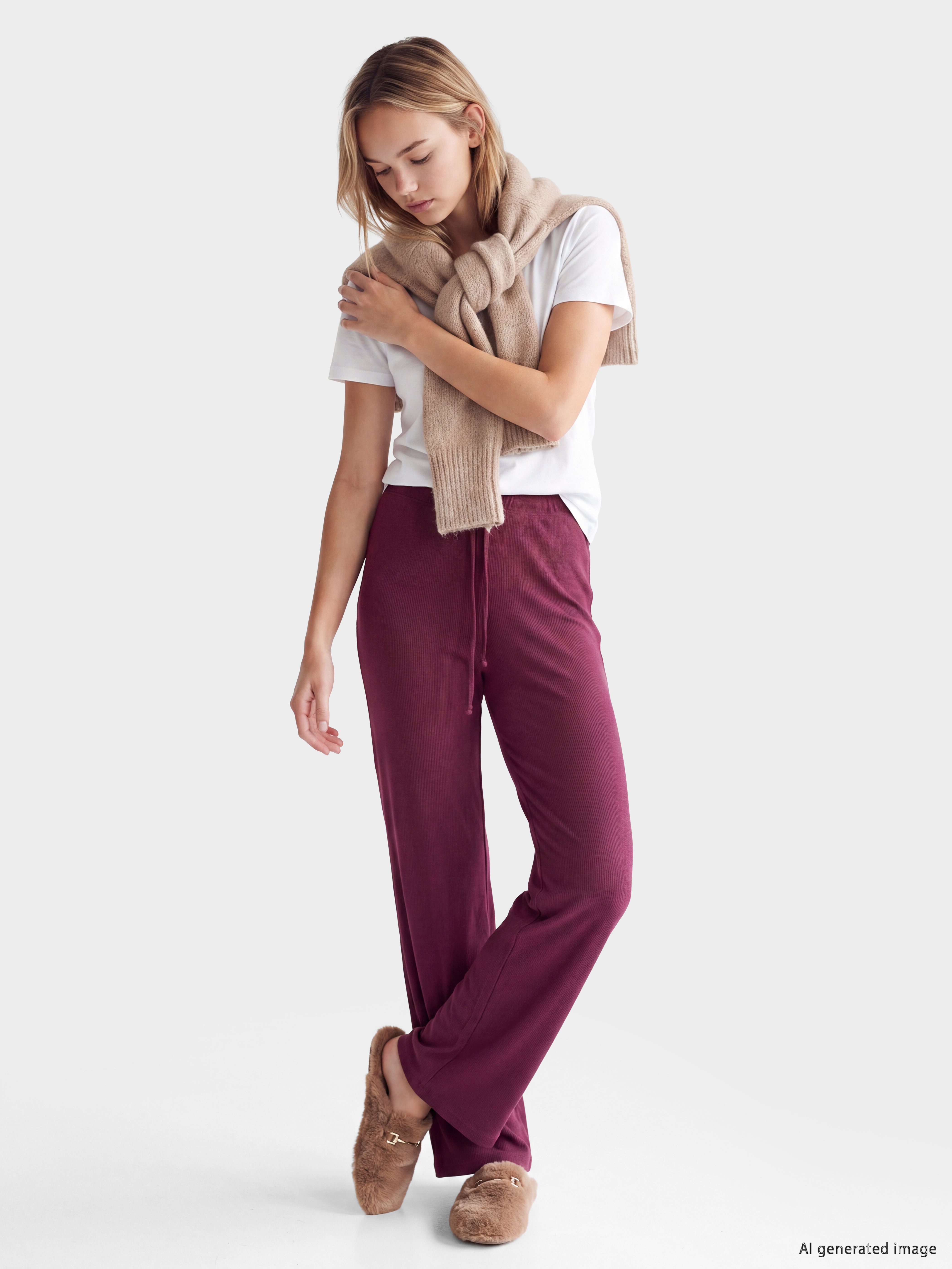 LCW DREAM Beli Lastikli Geniş Paça Kadın Pijama Altı