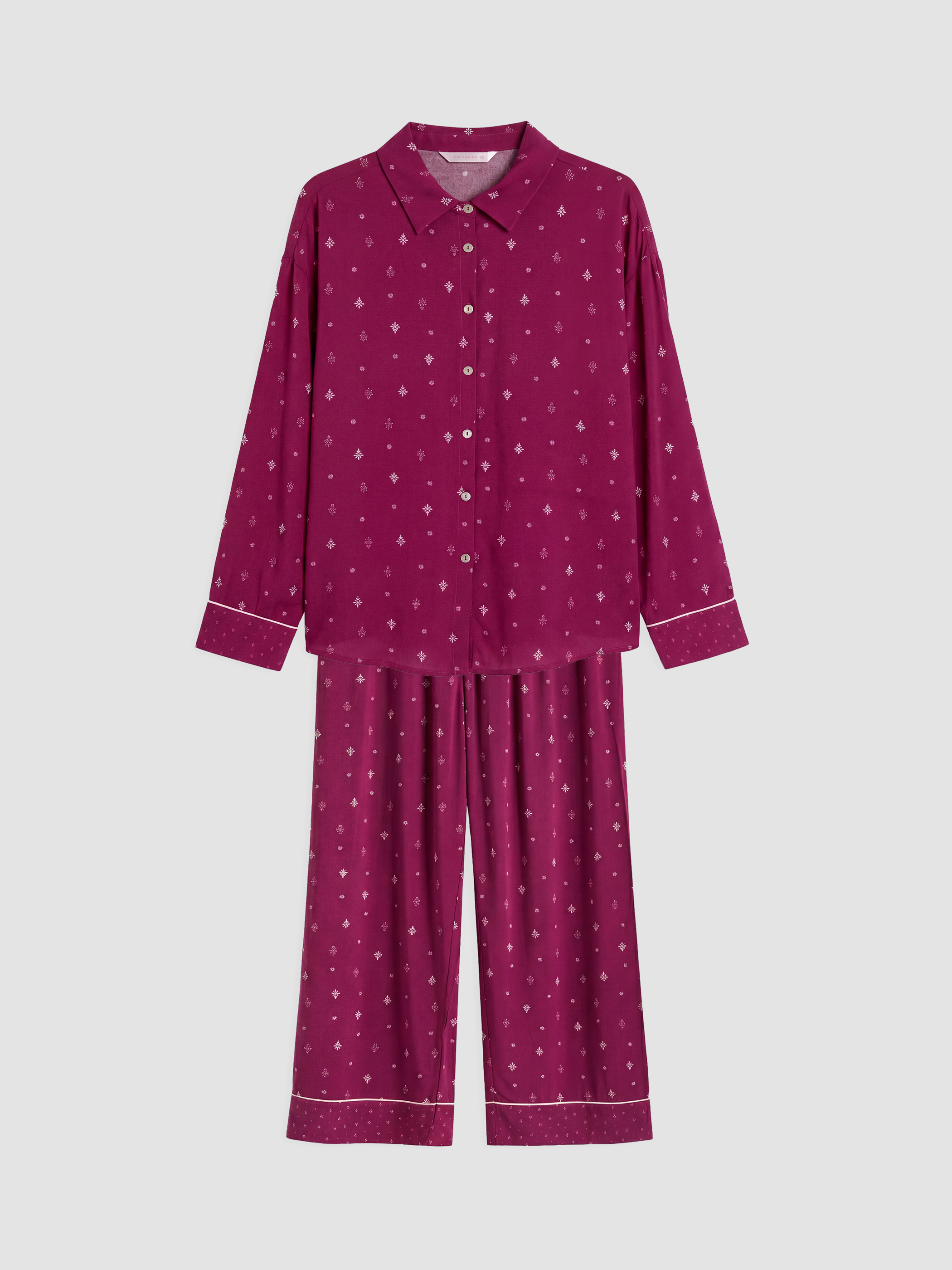 LCW DREAM Gömlek Yaka Desenli Kadın Pijama Takım görsel 5