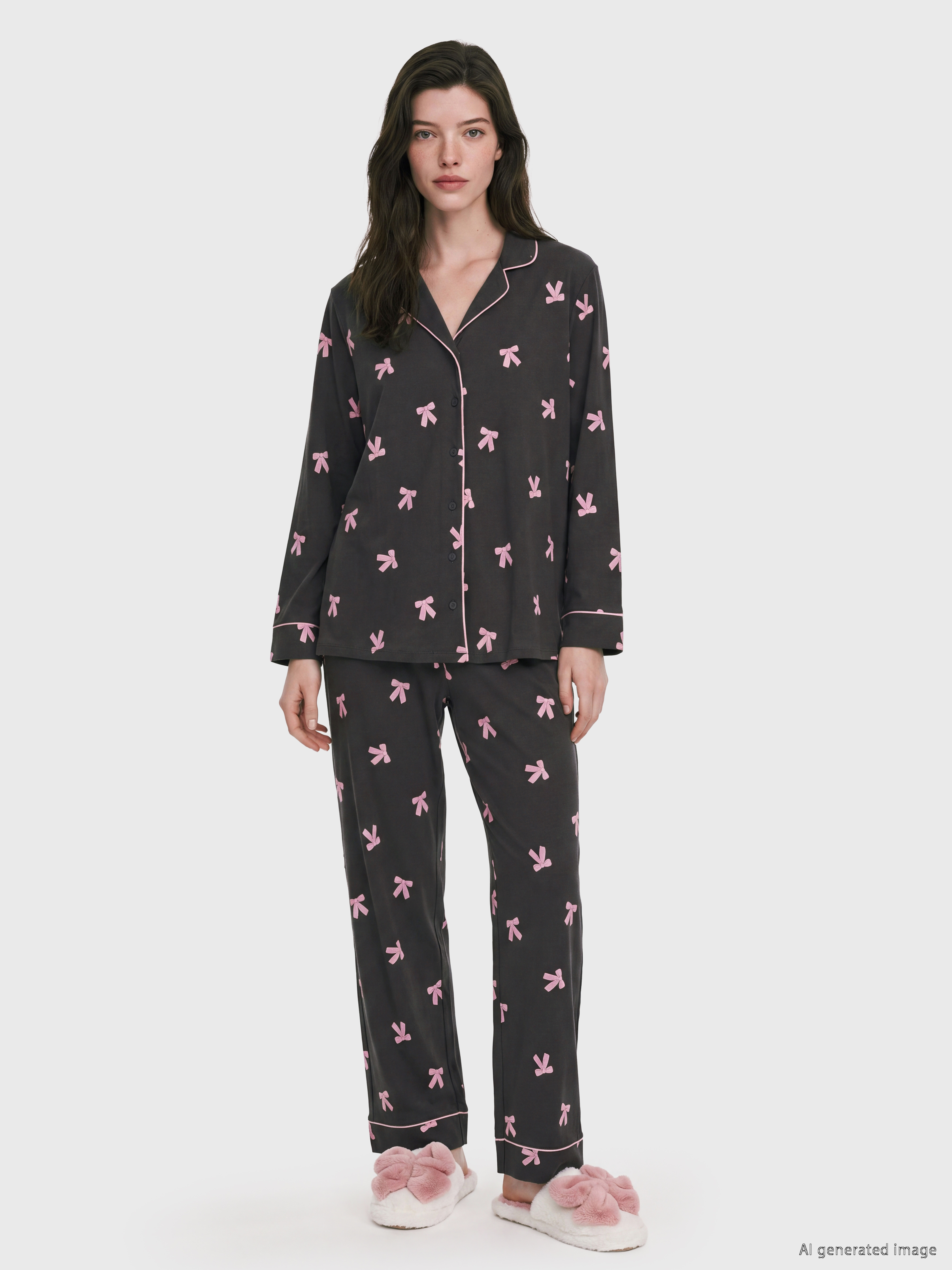 LCW DREAM Gömlek Yaka Desenli Hamile Pijama Takımı