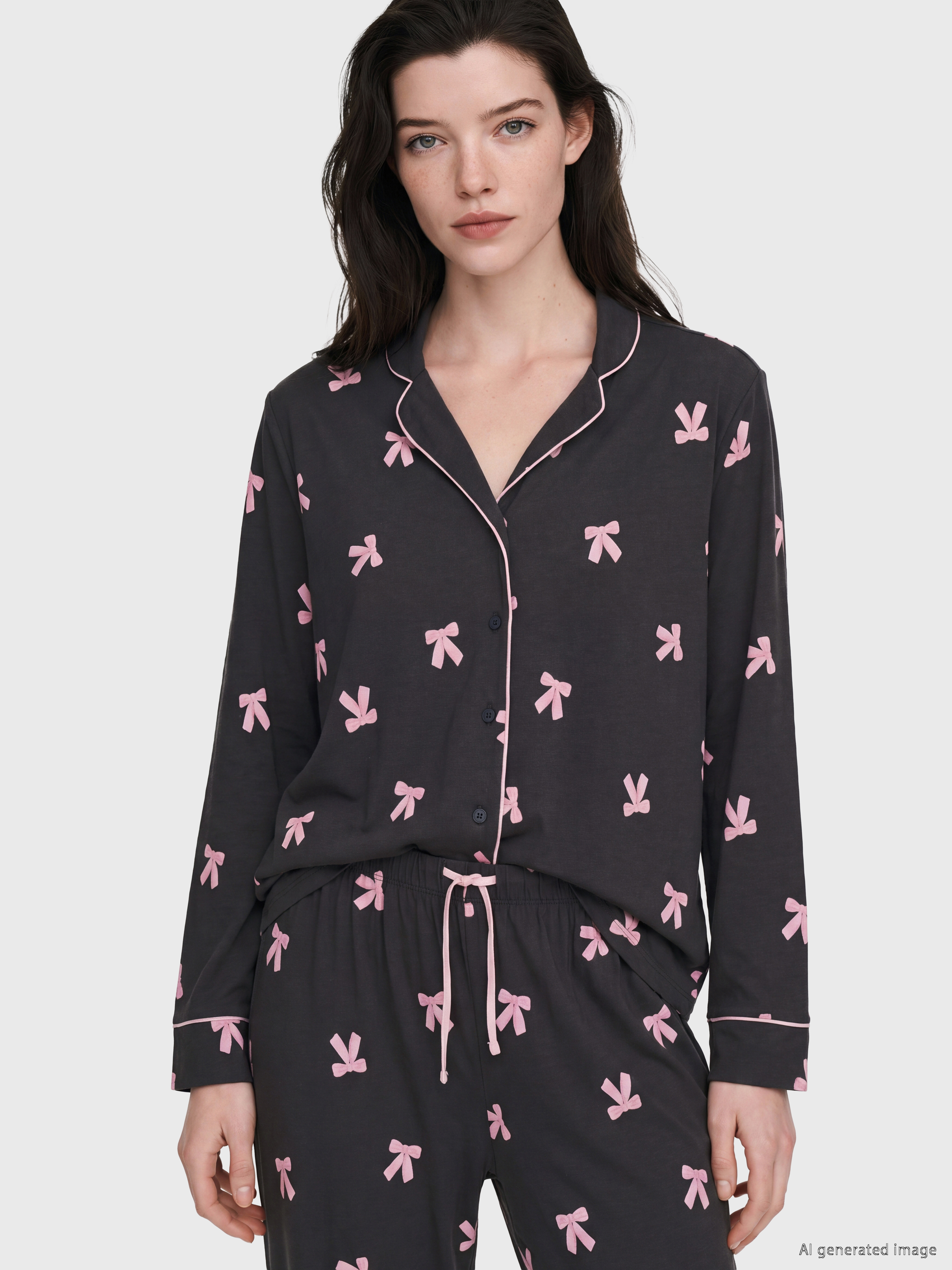 LCW DREAM Gömlek Yaka Desenli Hamile Pijama Takımı görsel 2