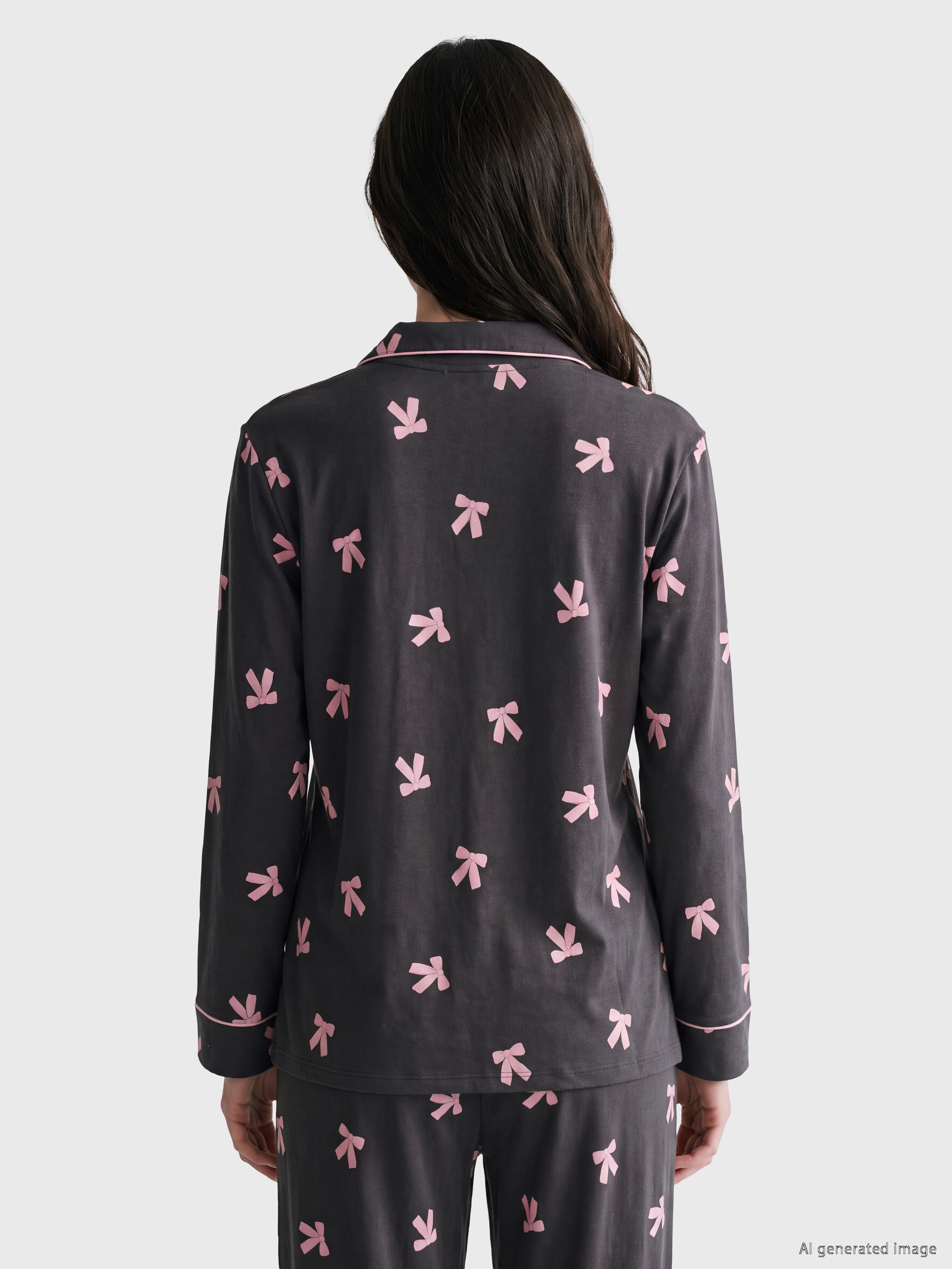 LCW DREAM Gömlek Yaka Desenli Hamile Pijama Takımı görsel 4