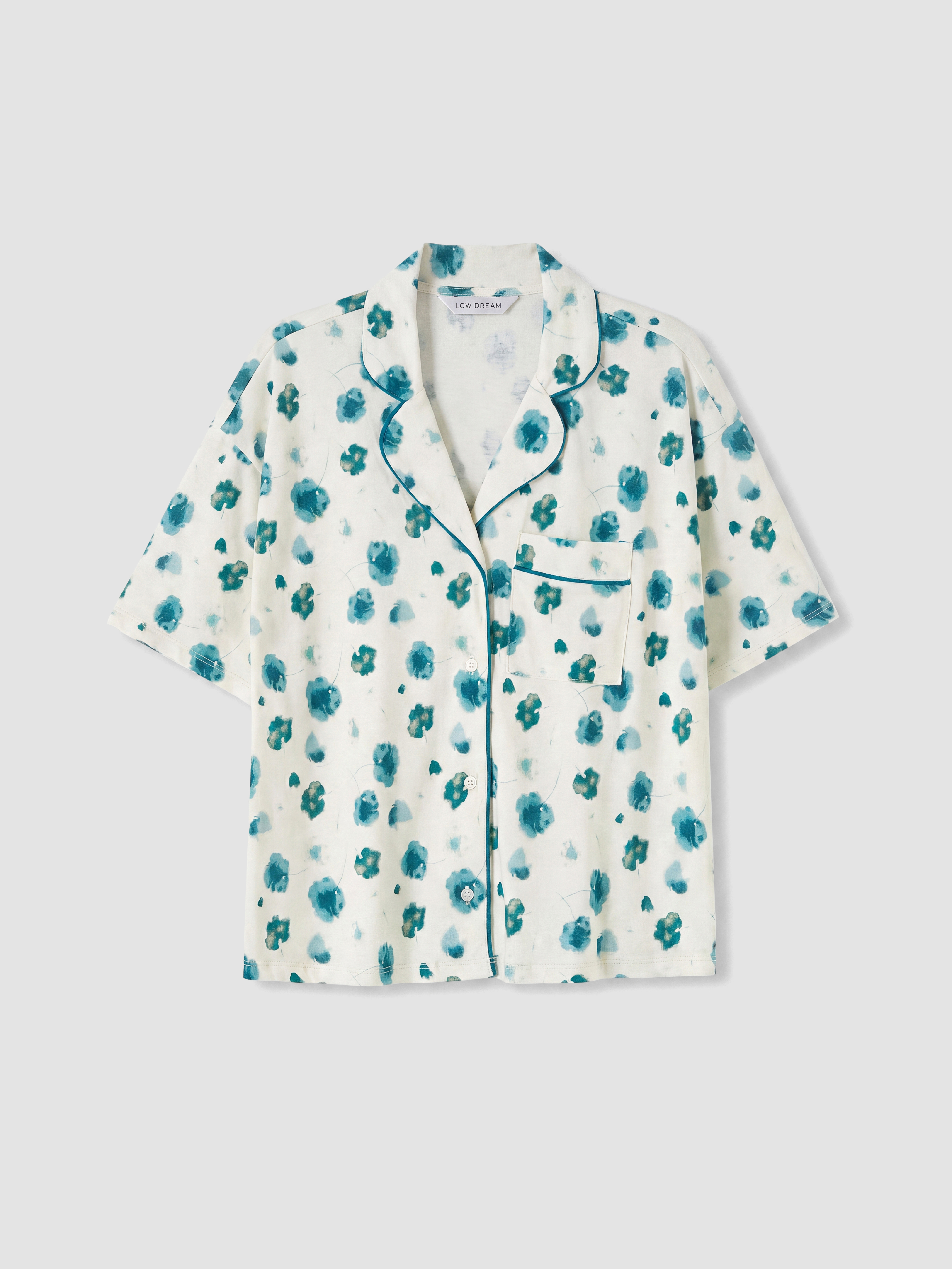 LCW DREAM Gömlek Yaka Çiçekli Kadın Pijama Takımı görsel 6