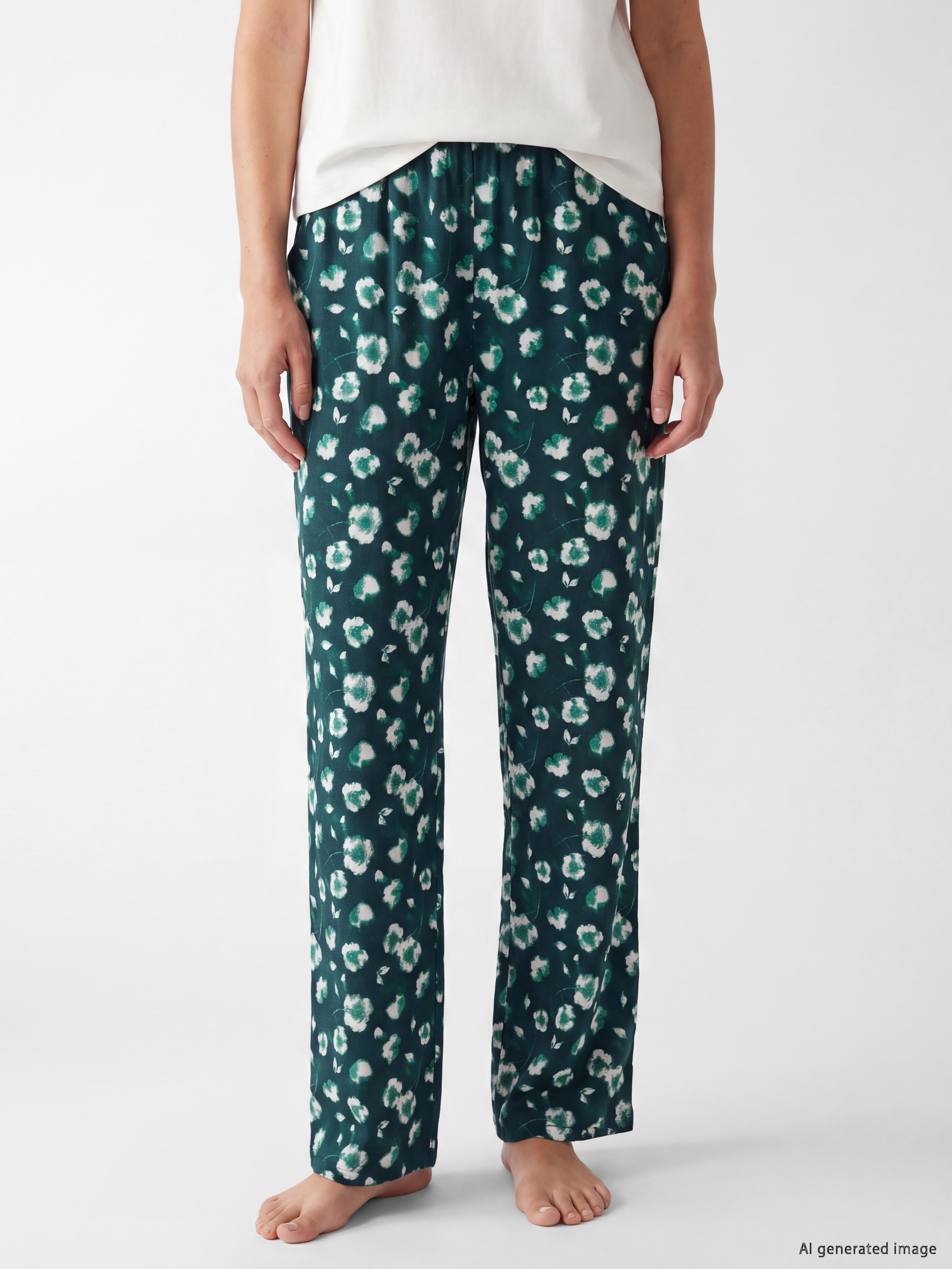LCW DREAM Beli Lastikli Çiçekli Kadın Pijama Altı görsel 2