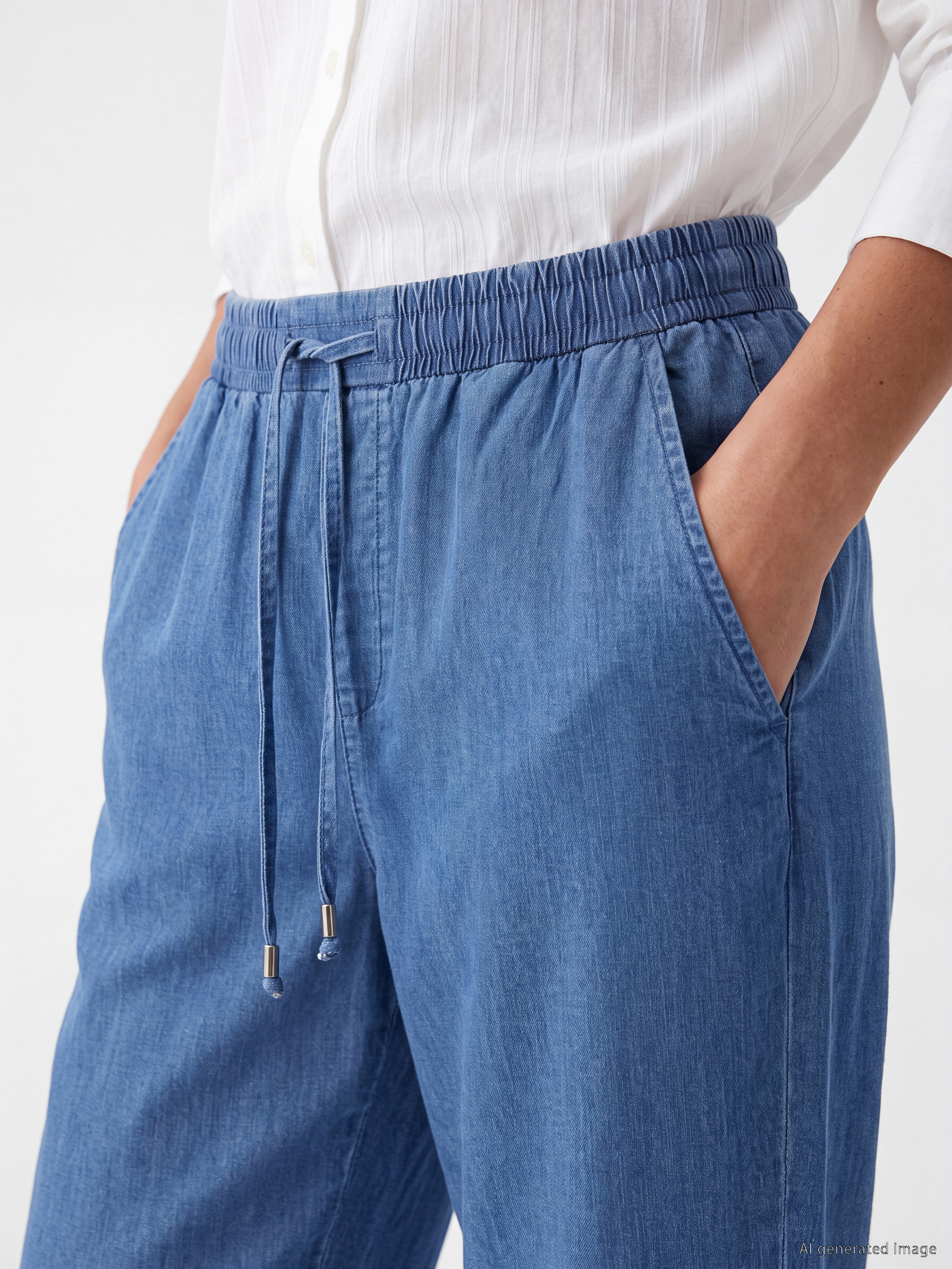 LCWAIKIKI Classic Beli Lastikli Slim Mom Kadın Jean Pantolon görsel 2