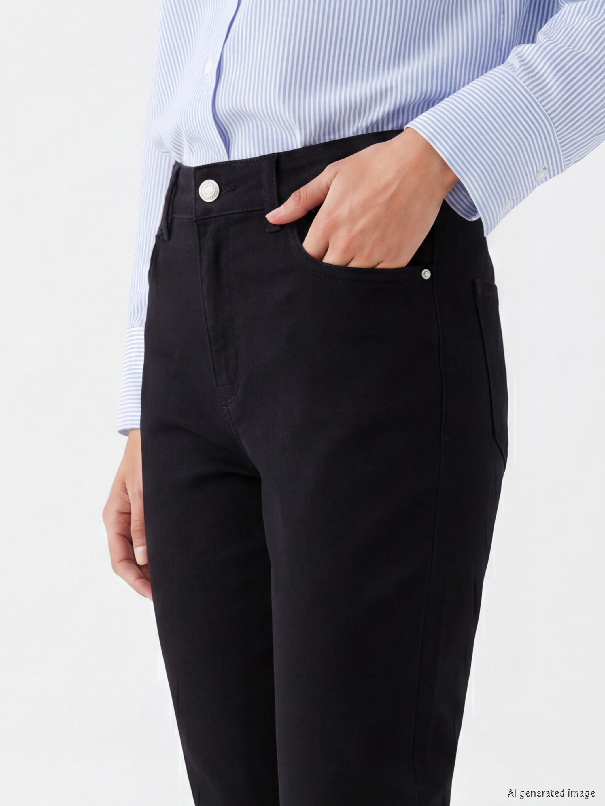 LCWAIKIKI Classic Yüksek Bel Slim Mom Kadın Jean Pantolon görsel 3
