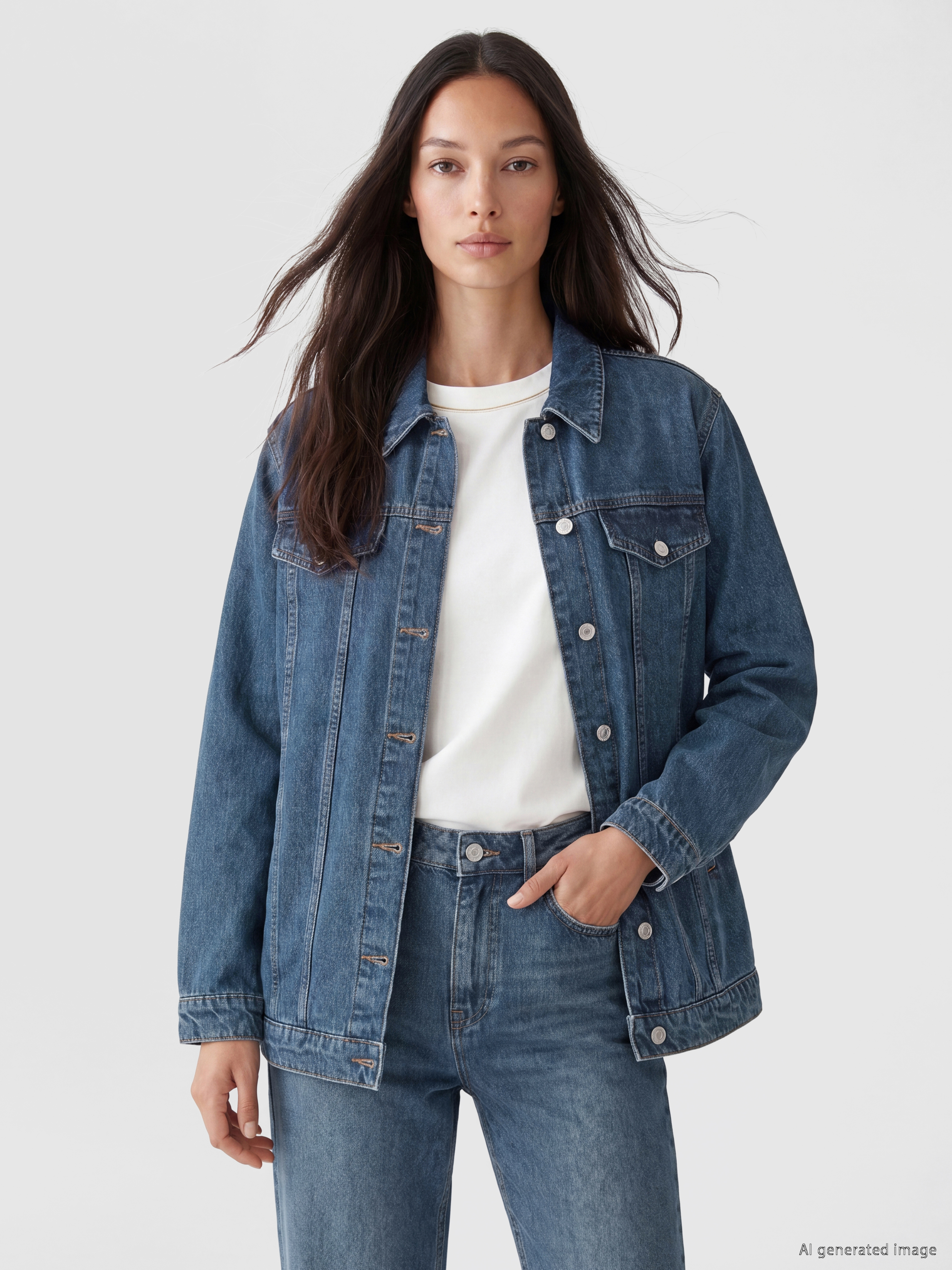 LCW EVERYDAY Gömlek Yaka Oversize Kadın Jean Ceket